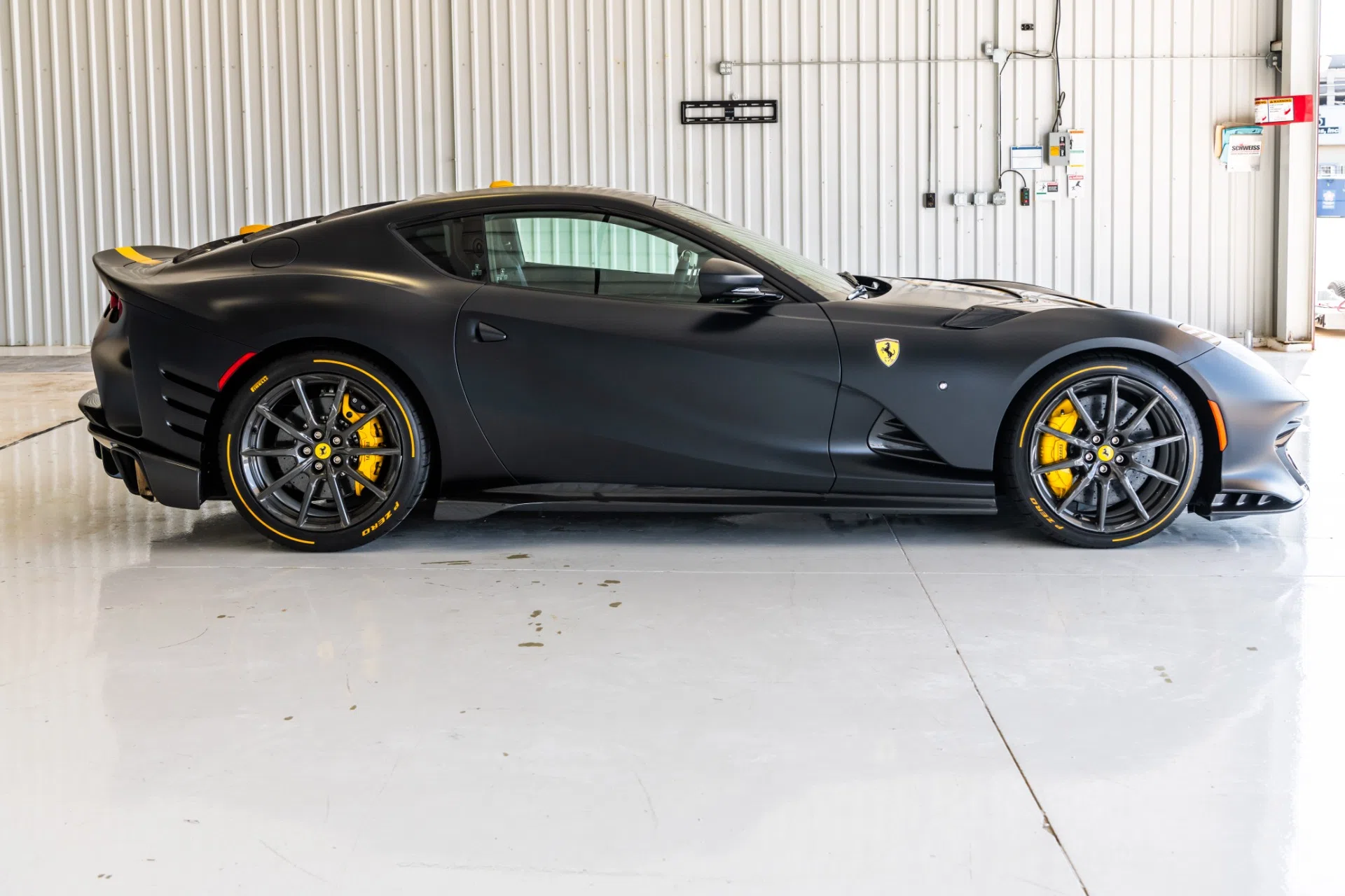 2022 Ferrari 812 Competizione for sale, exterior, Matte Black w/ Yellow