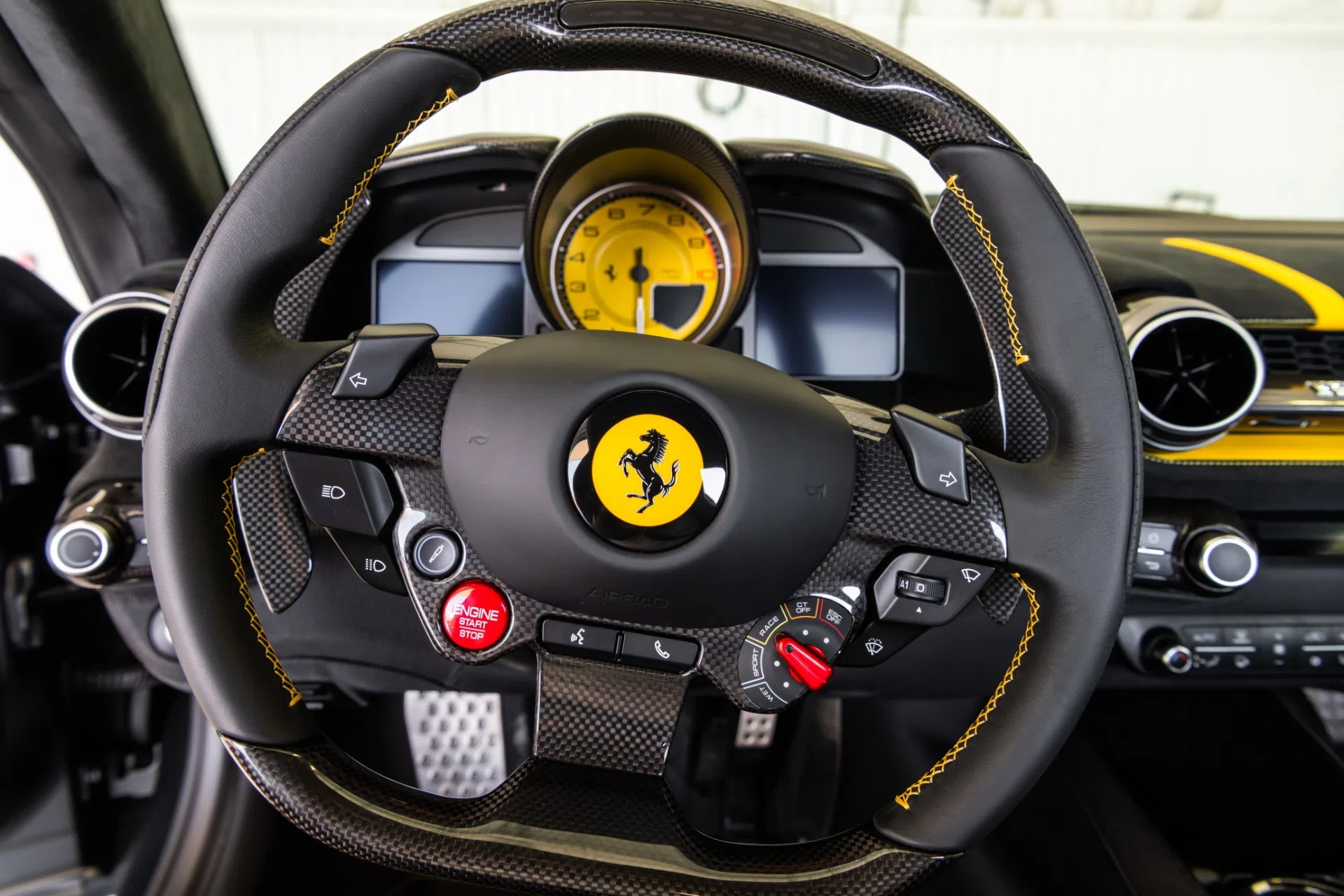 2022 Ferrari 812 Competizione interior, Black Alcantara w/ Yellow