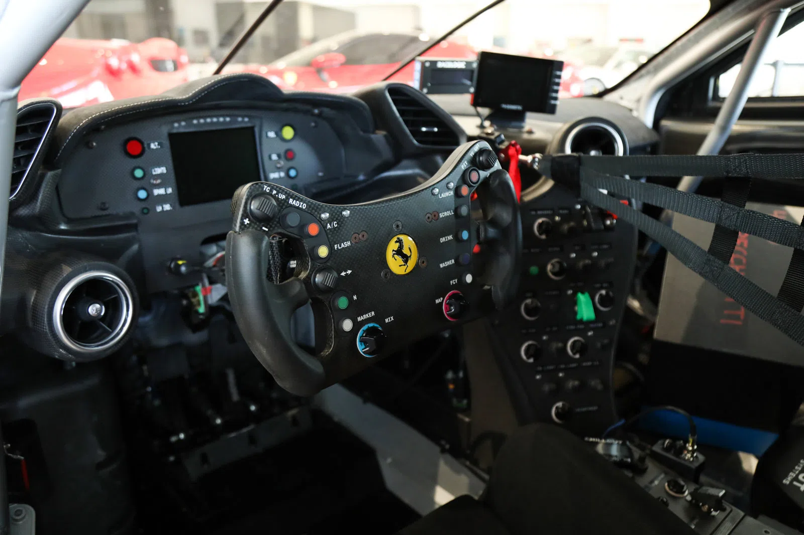 2021 Ferrari 488 GT3 Evo interior, dashboard, Black