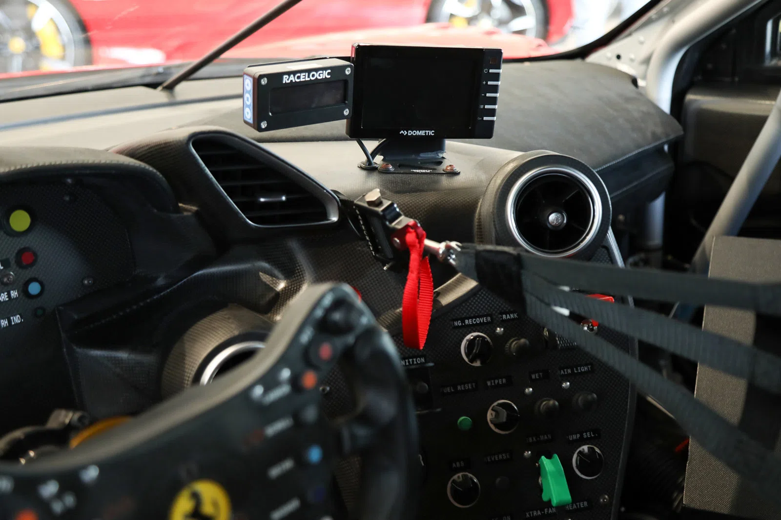 2021 Ferrari 488 GT3 Evo interior, dashboard, Black