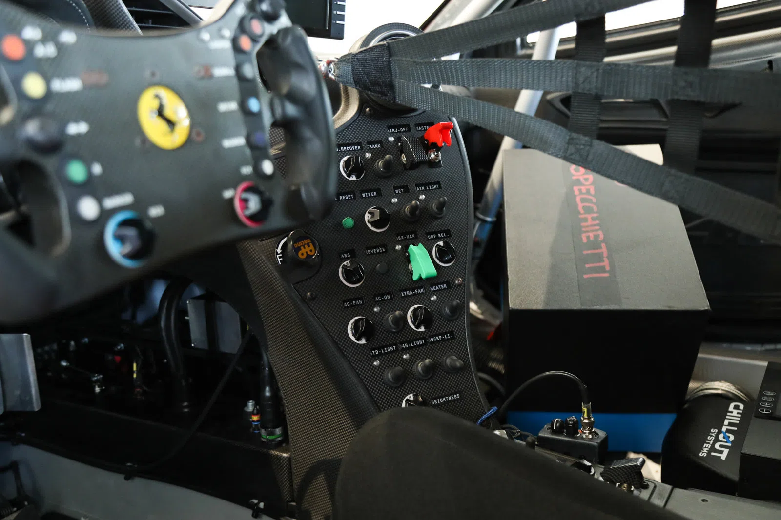 2021 Ferrari 488 GT3 Evo interior, dashboard, Black