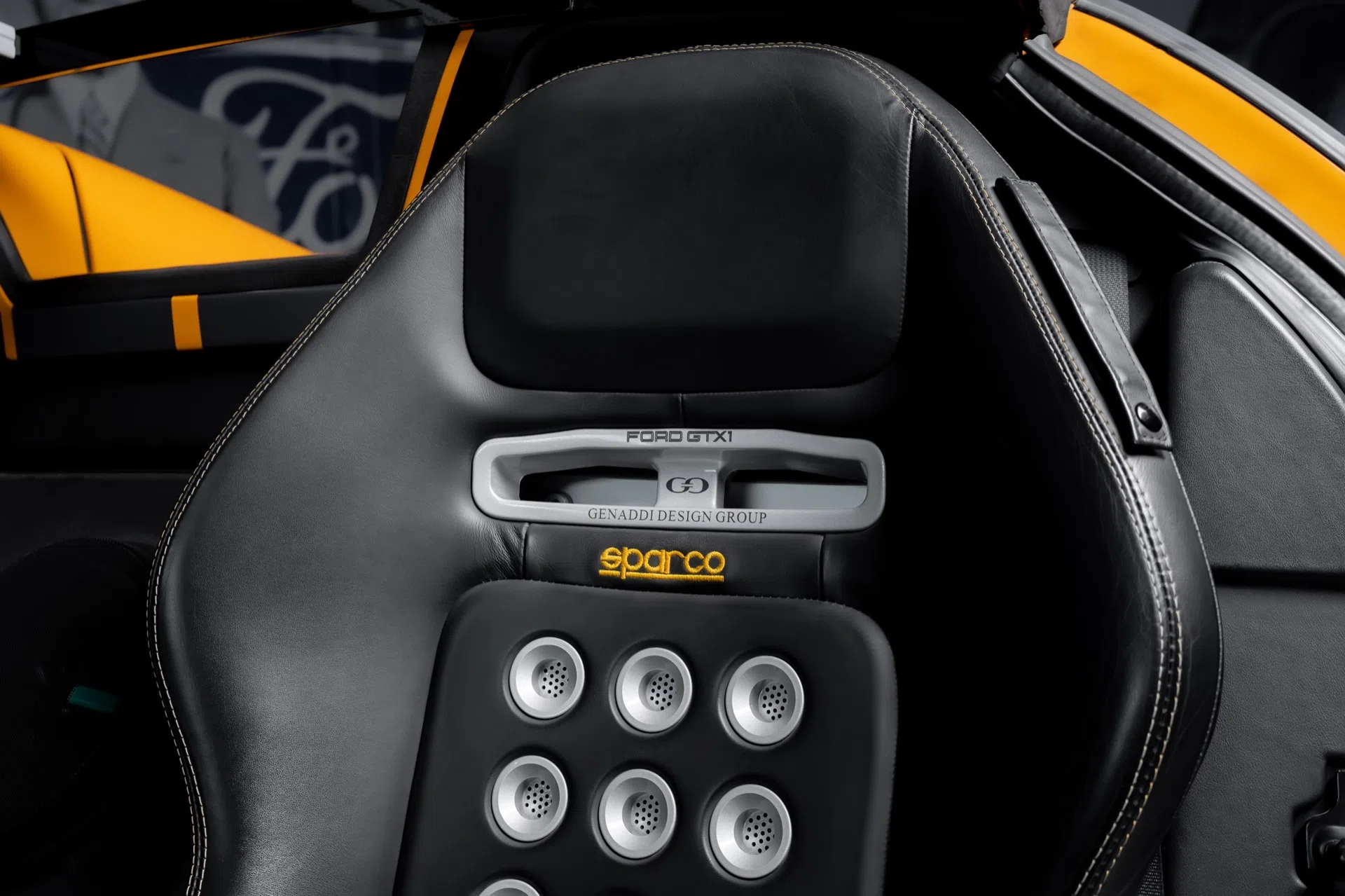 2005 Ford GTX1 interior, center console, Ebony Black Leather