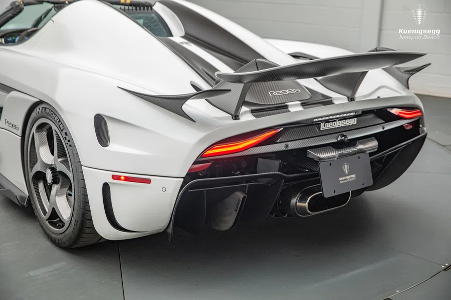 2019 Koenigsegg Regera, rear three-quarter view, Crystal White