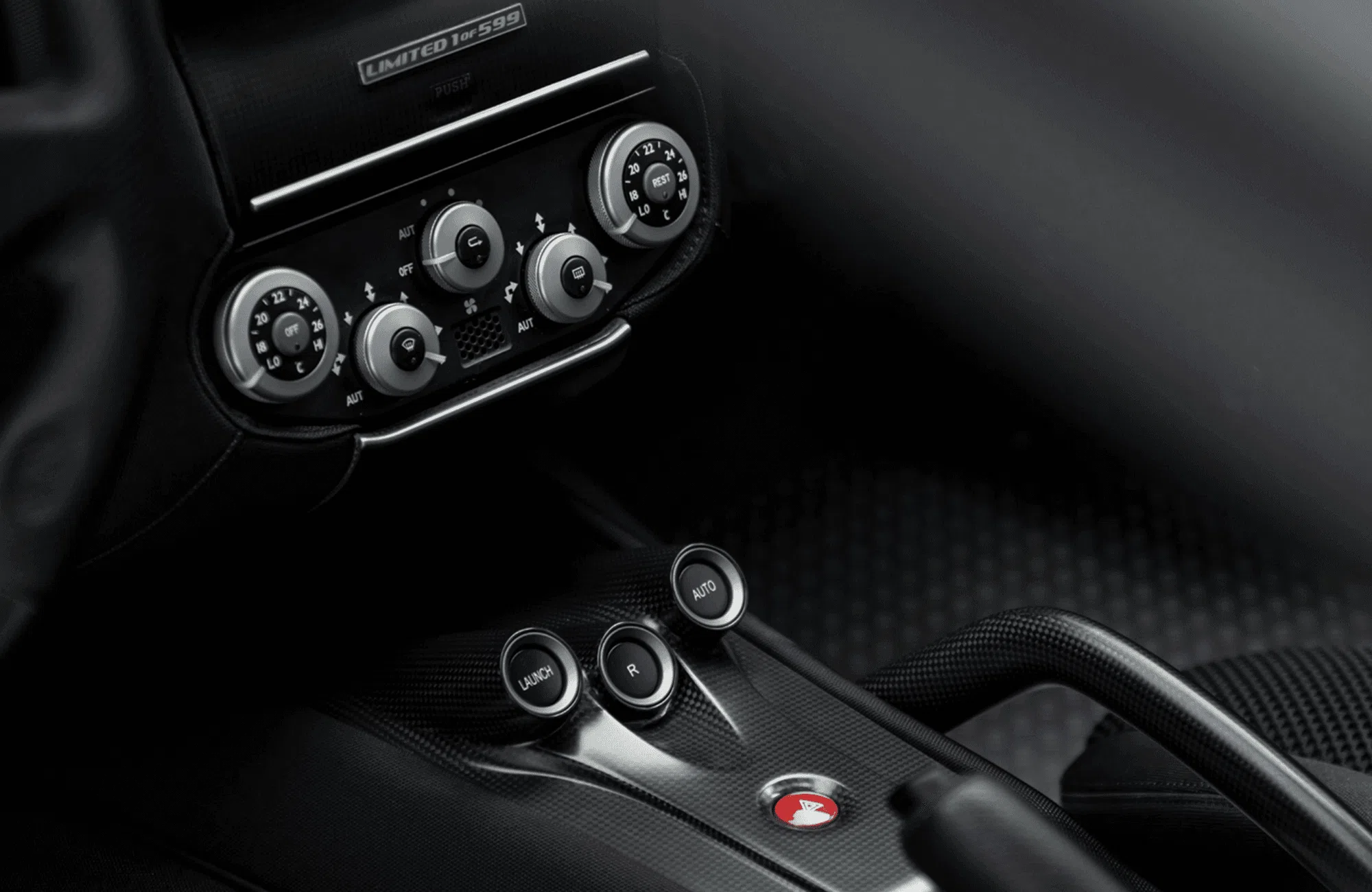 2011 Ferrari 599 GTO interior, center console