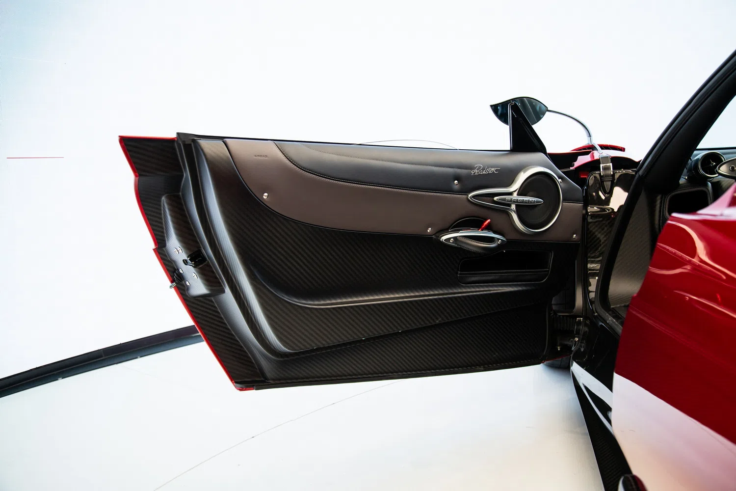 2022 Pagani Huayra Roadster interior, door panel, Black, Full leather
