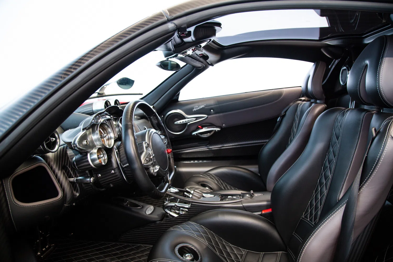 2022 Pagani Huayra Roadster interior, Black, Full leather