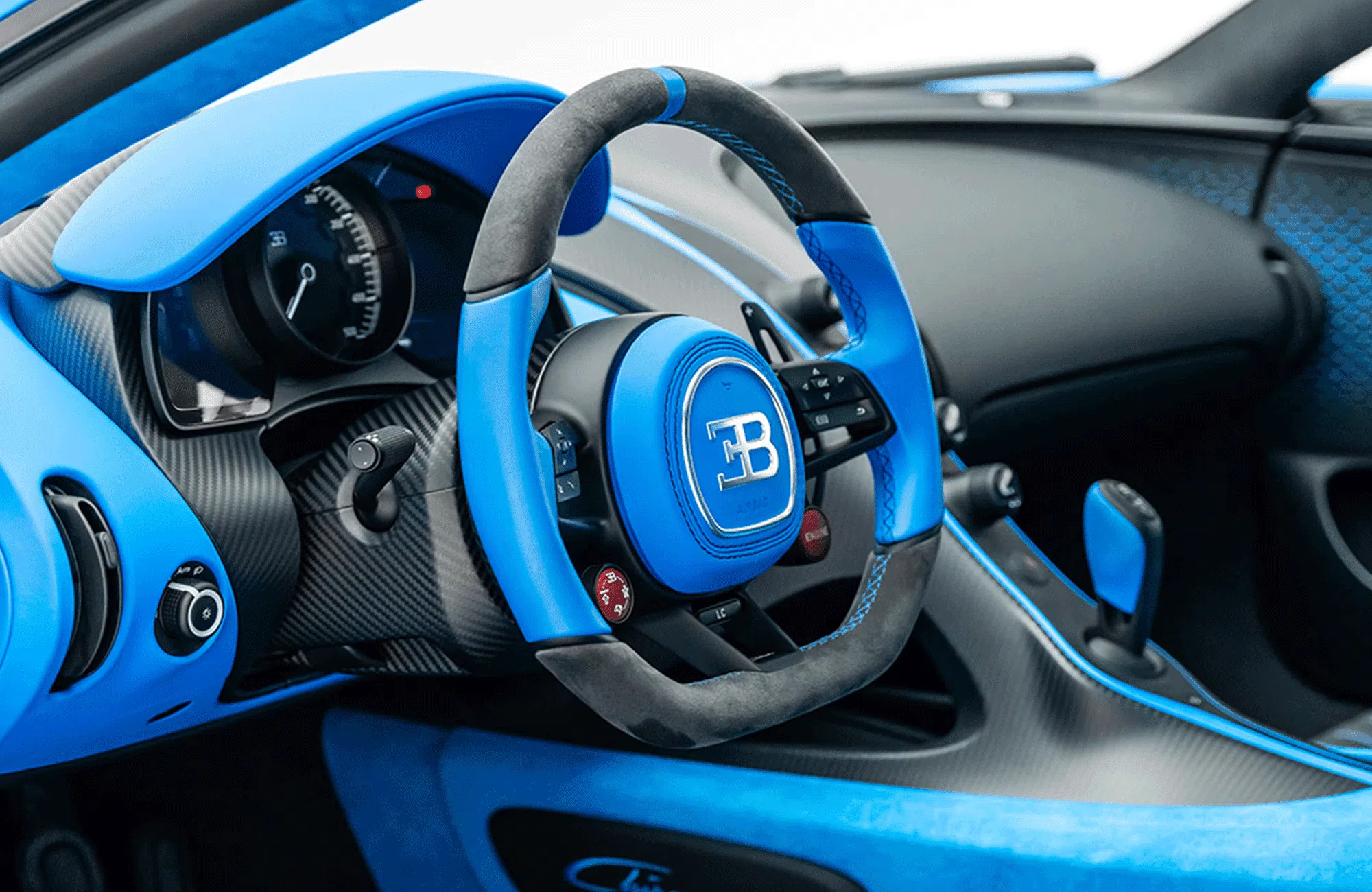 2021 Bugatti Chiron Pur Sport interior, steering wheel