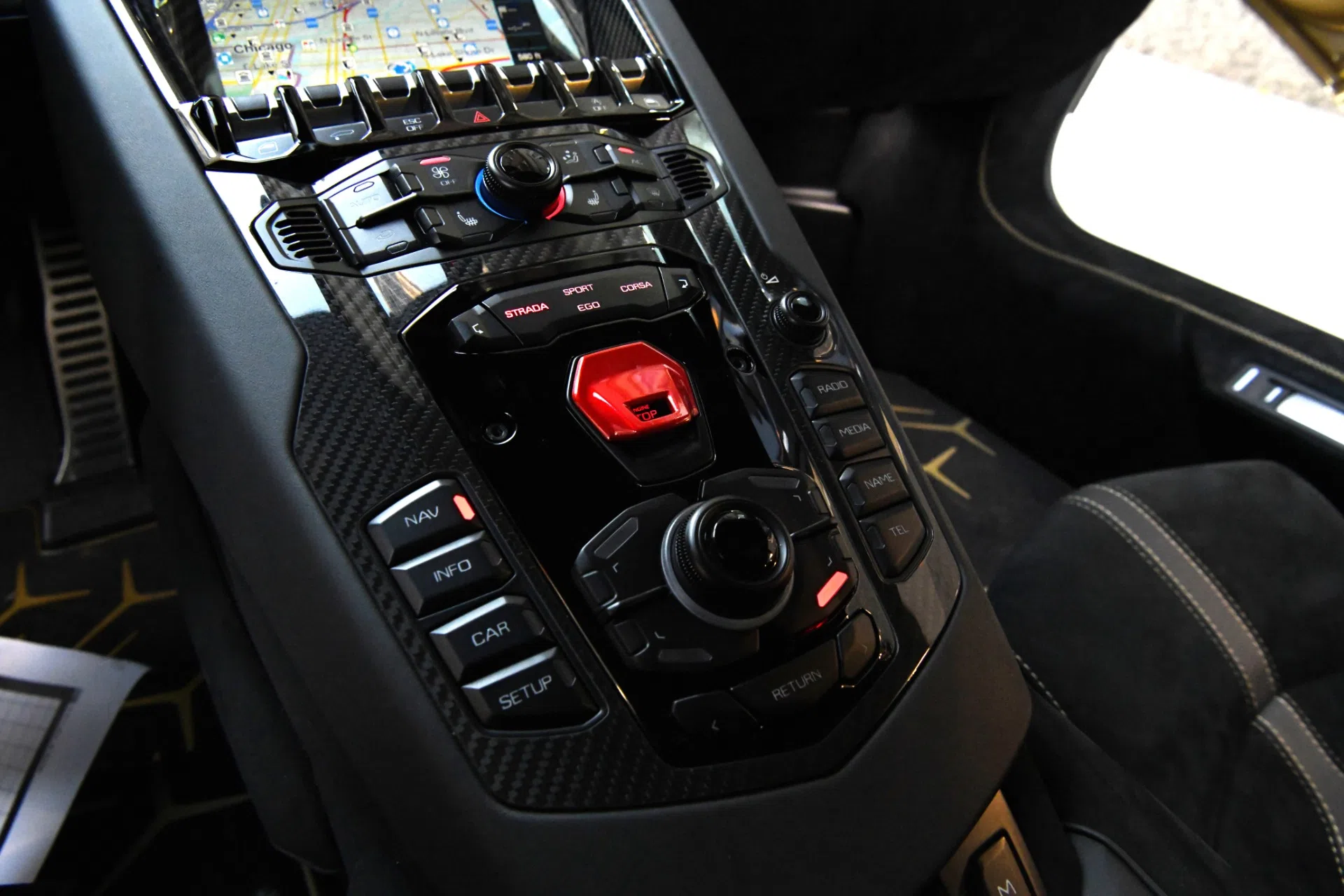 2019 Lamborghini Aventador SVJ interior, center console
