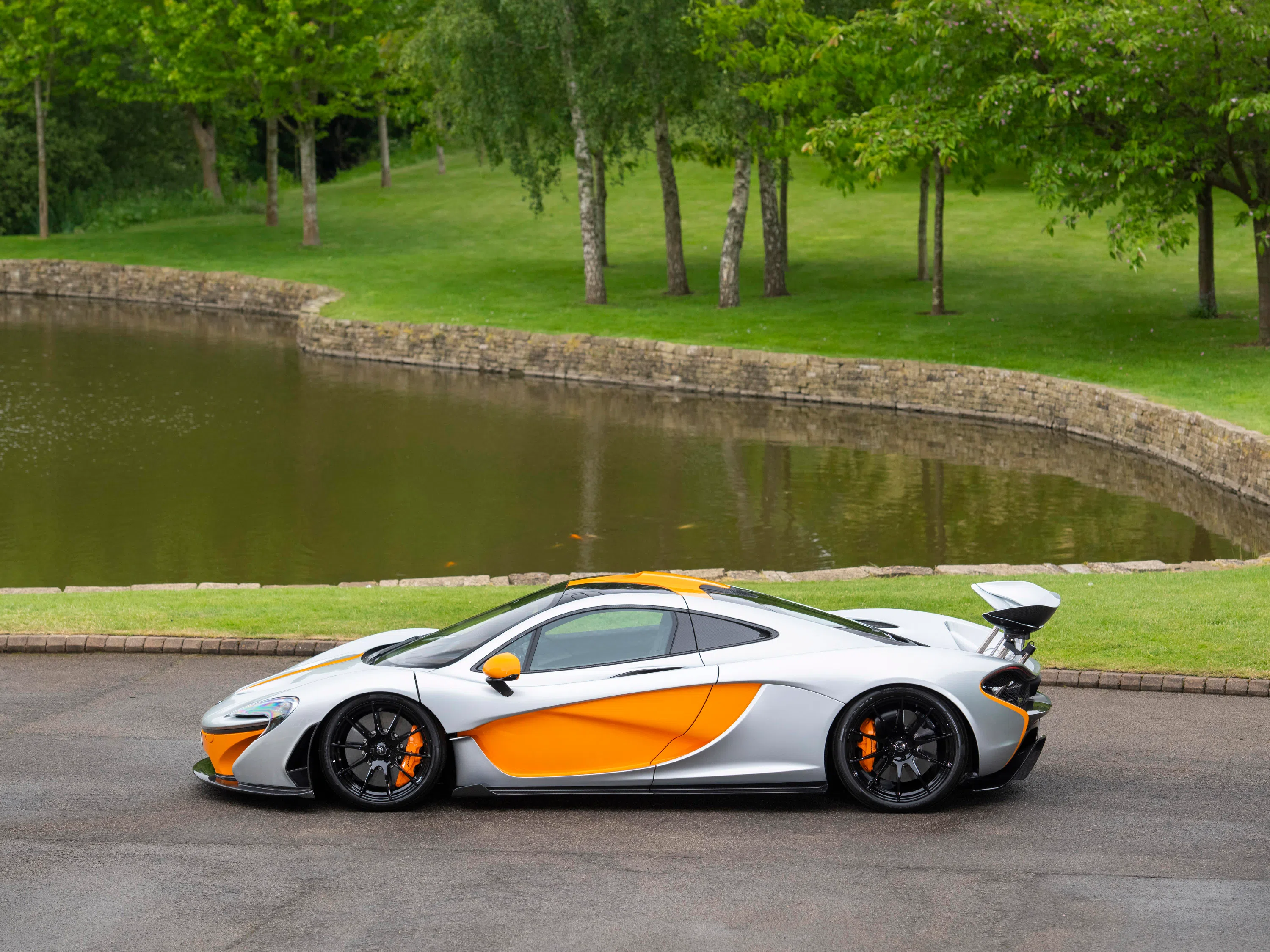 2015 McLaren P1 for sale, exterior, Track Silver with McLaren Orange Accents