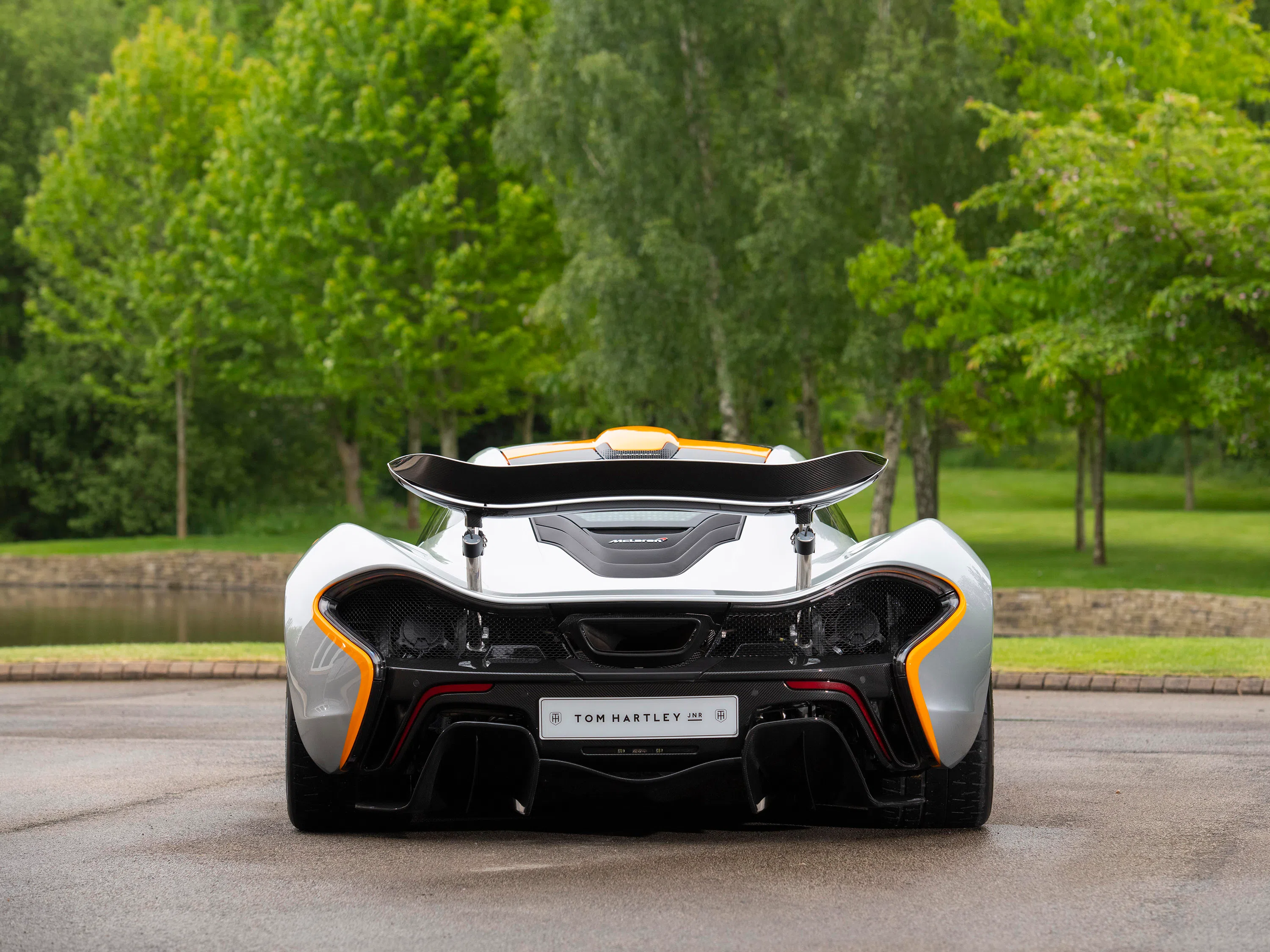 2015 McLaren P1 for sale, exterior, Track Silver with McLaren Orange Accents