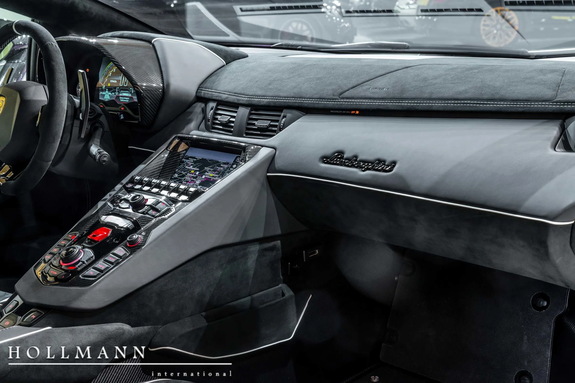 2019 Lamborghini Aventador SVJ interior, dashboard, Nero Cosmus