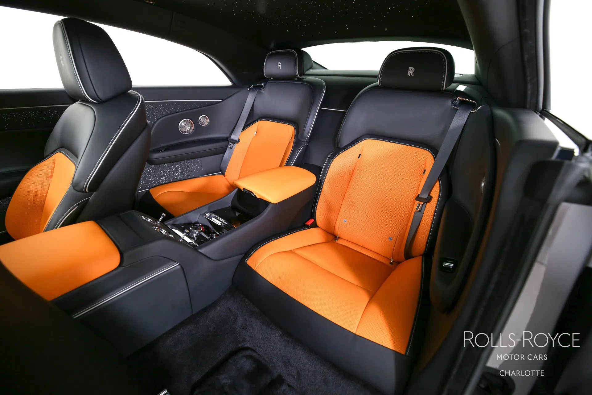 2024 Rolls-Royce Spectre interior, seats, Black/Mandarin/Cashmere Grey