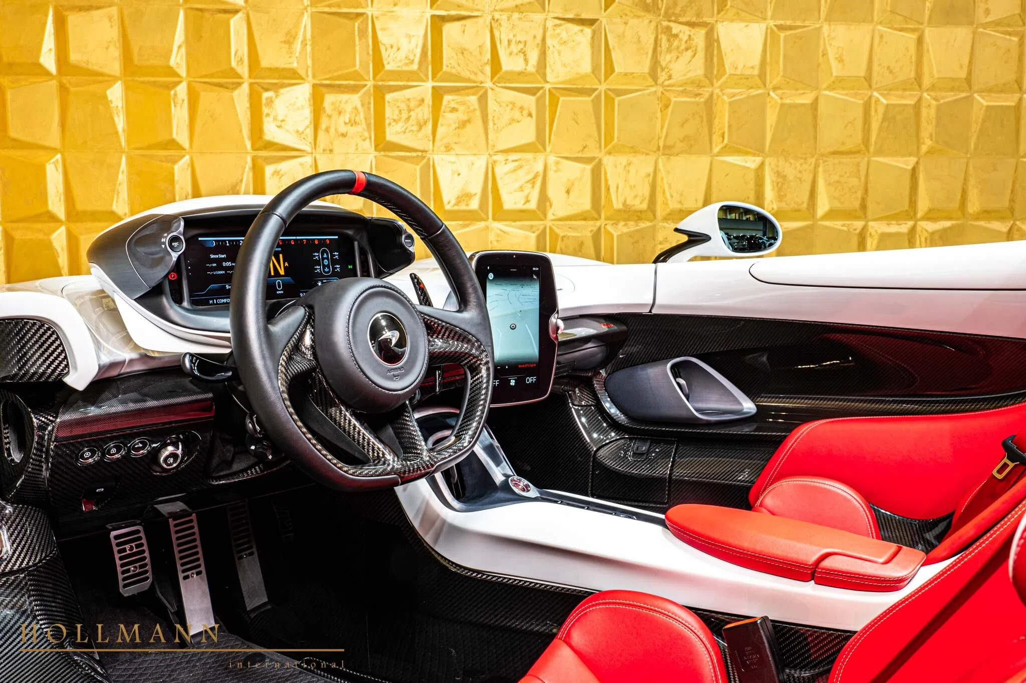 2023 McLaren Elva interior, dashboard, Leather Camine Red