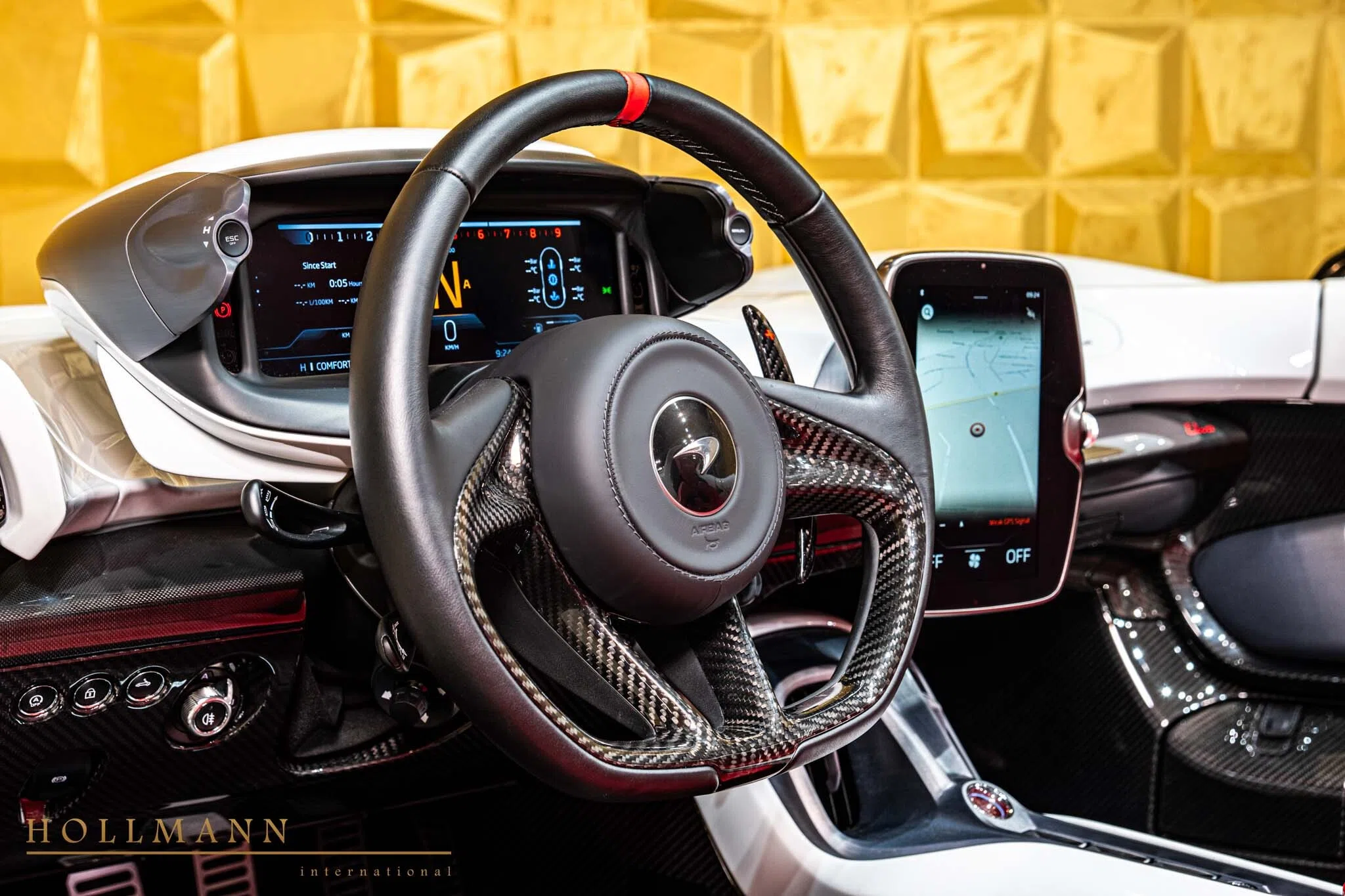 2023 McLaren Elva interior, dashboard, Leather Camine Red