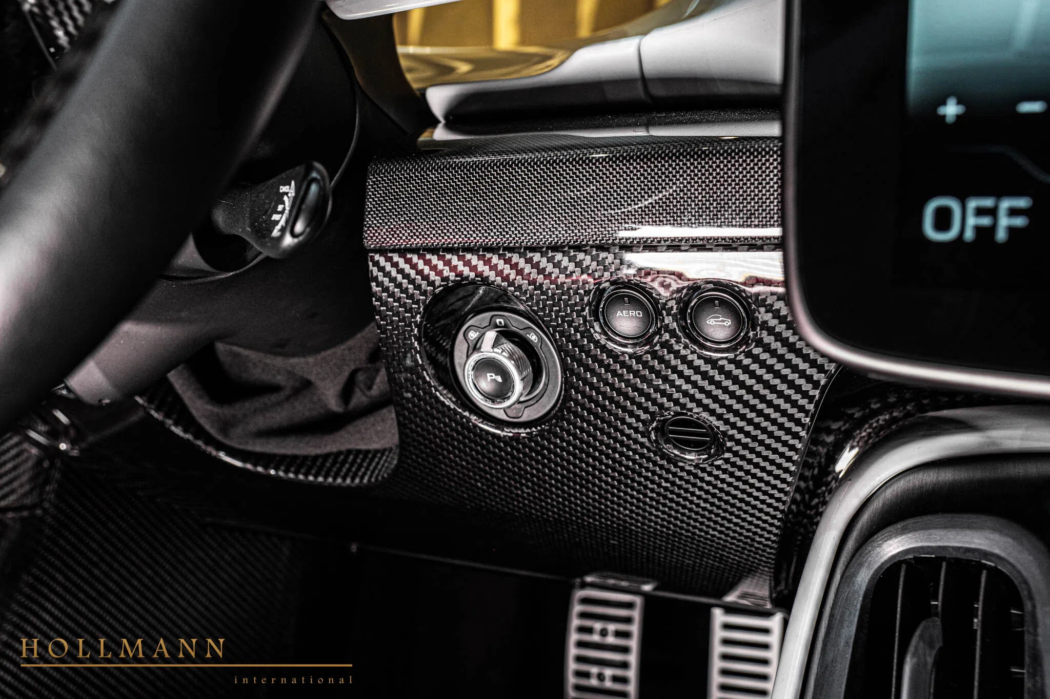 2023 McLaren Elva interior, center console, Leather Camine Red