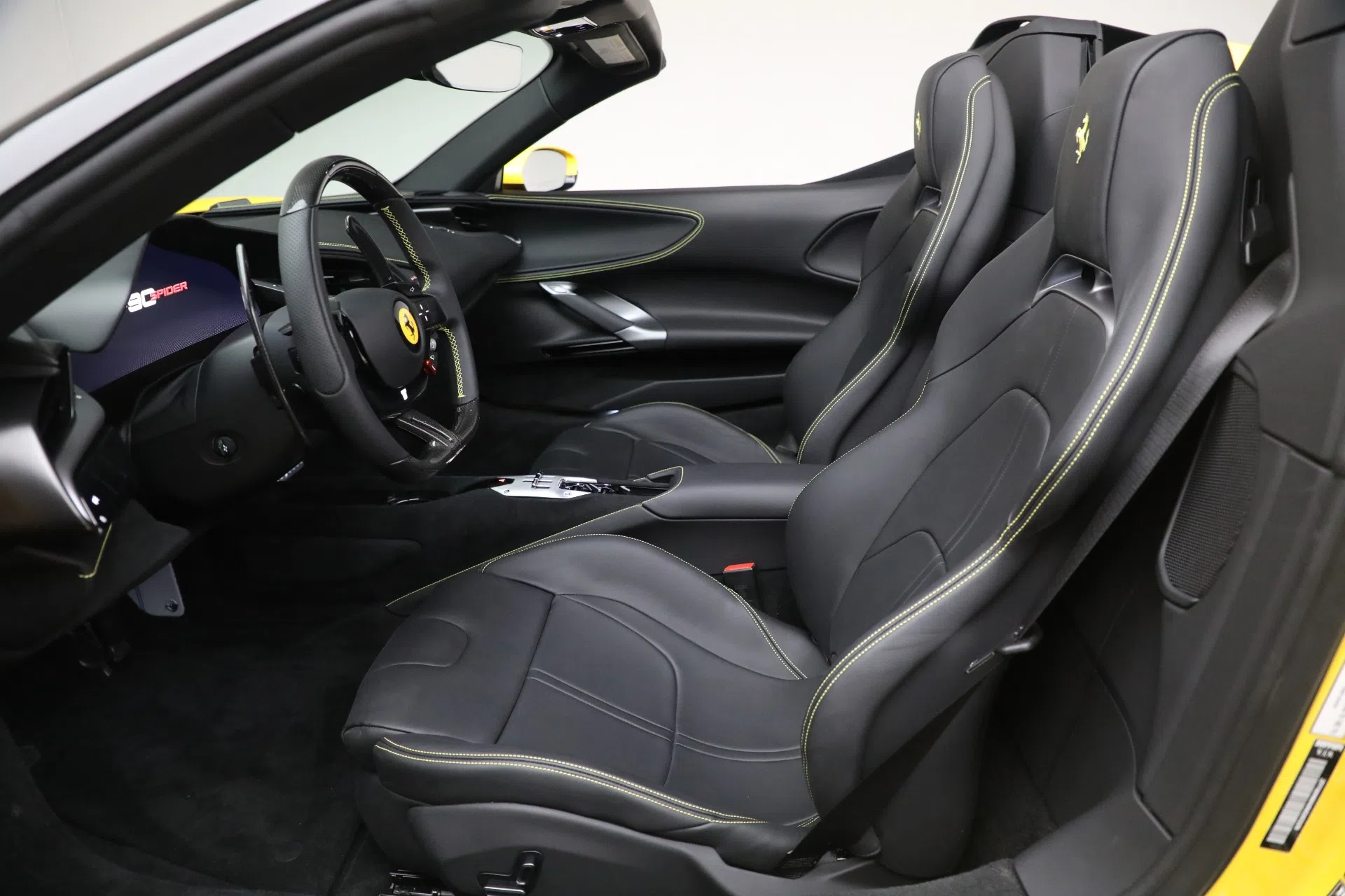 2022 Ferrari SF90 Spider interior, seats, Nero