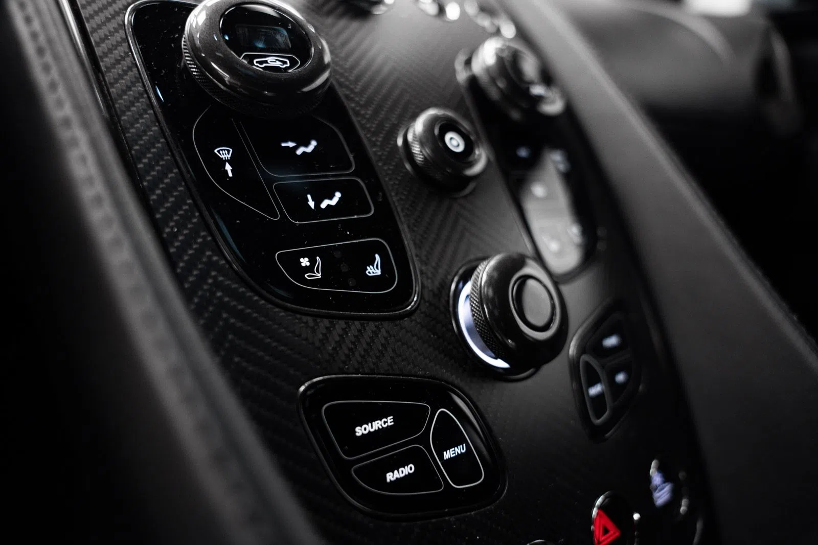 2019 Aston Martin Vanquish Zagato Shooting Brake interior, center console, BLACK