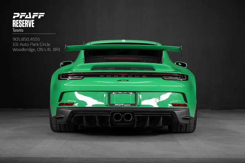 2022 Porsche 911 GT3, rear three-quarter view, Python Green