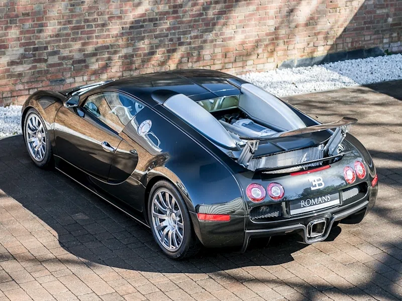 2007 Bugatti Veyron 16.4, rear three-quarter view, Single Tone Black Metallic