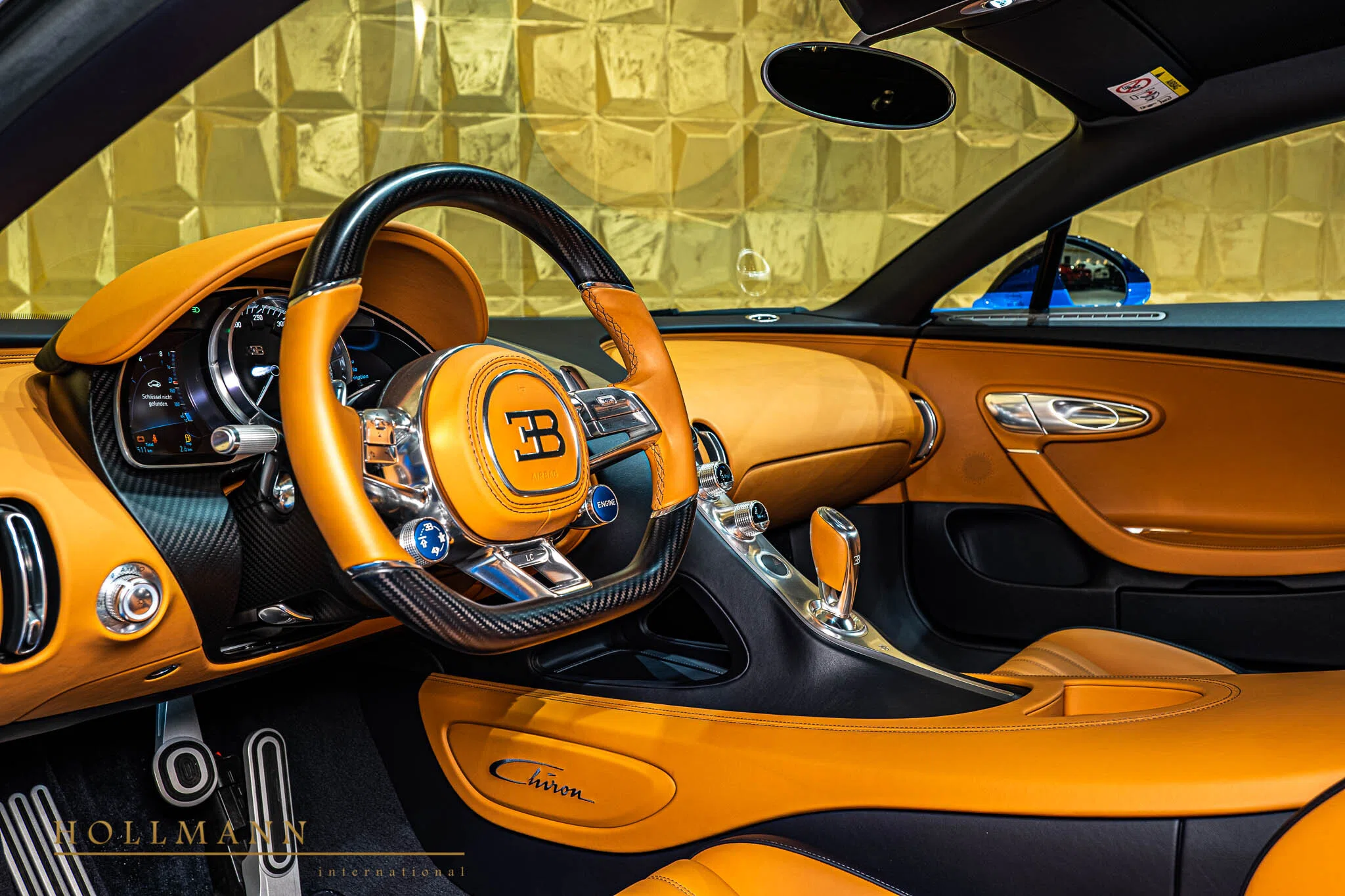 2018 Bugatti Chiron interior, dashboard, Black + Brown
