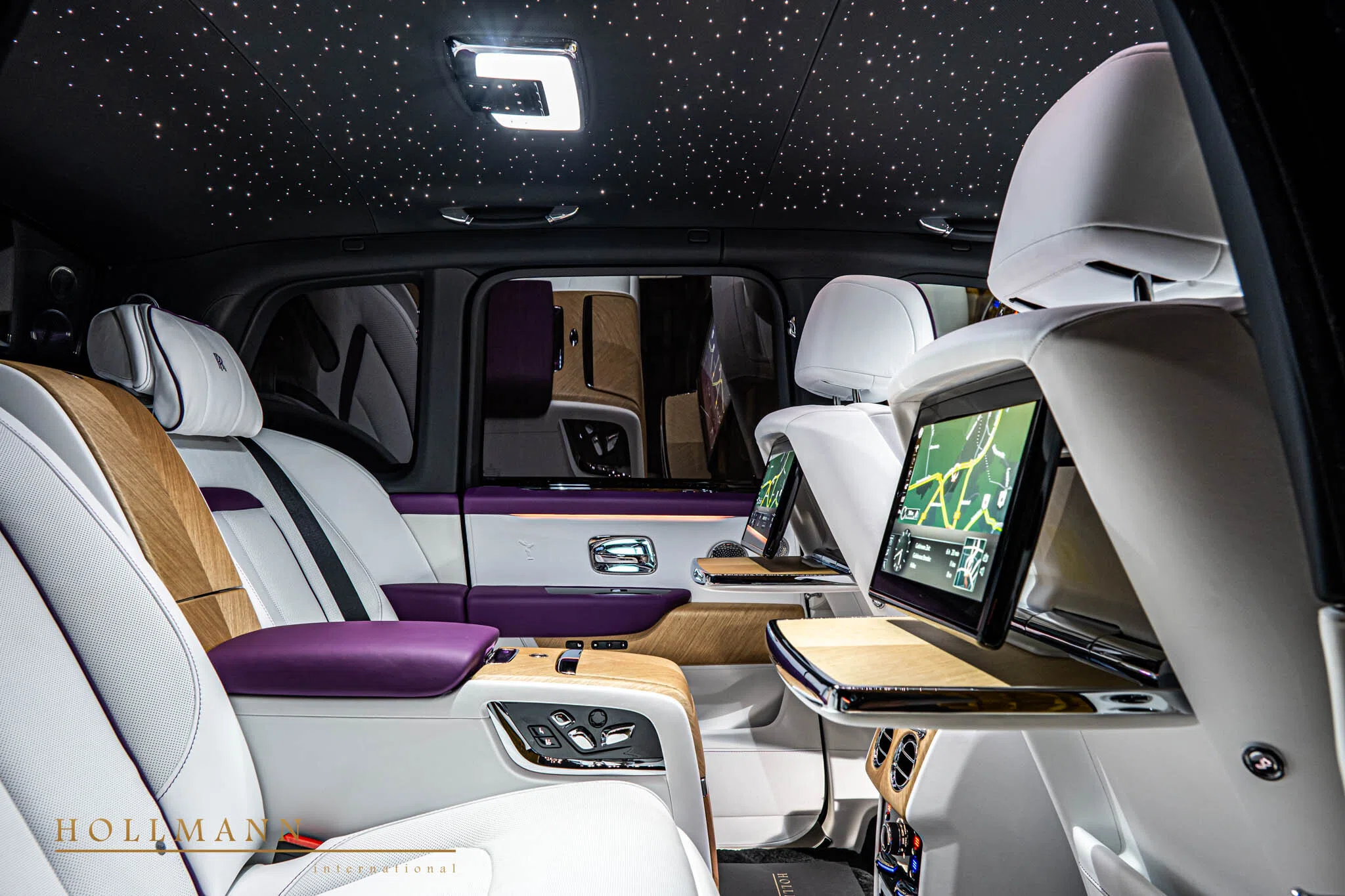 2024 Mansory Cullinan interior, seats, Arctic White+Purple