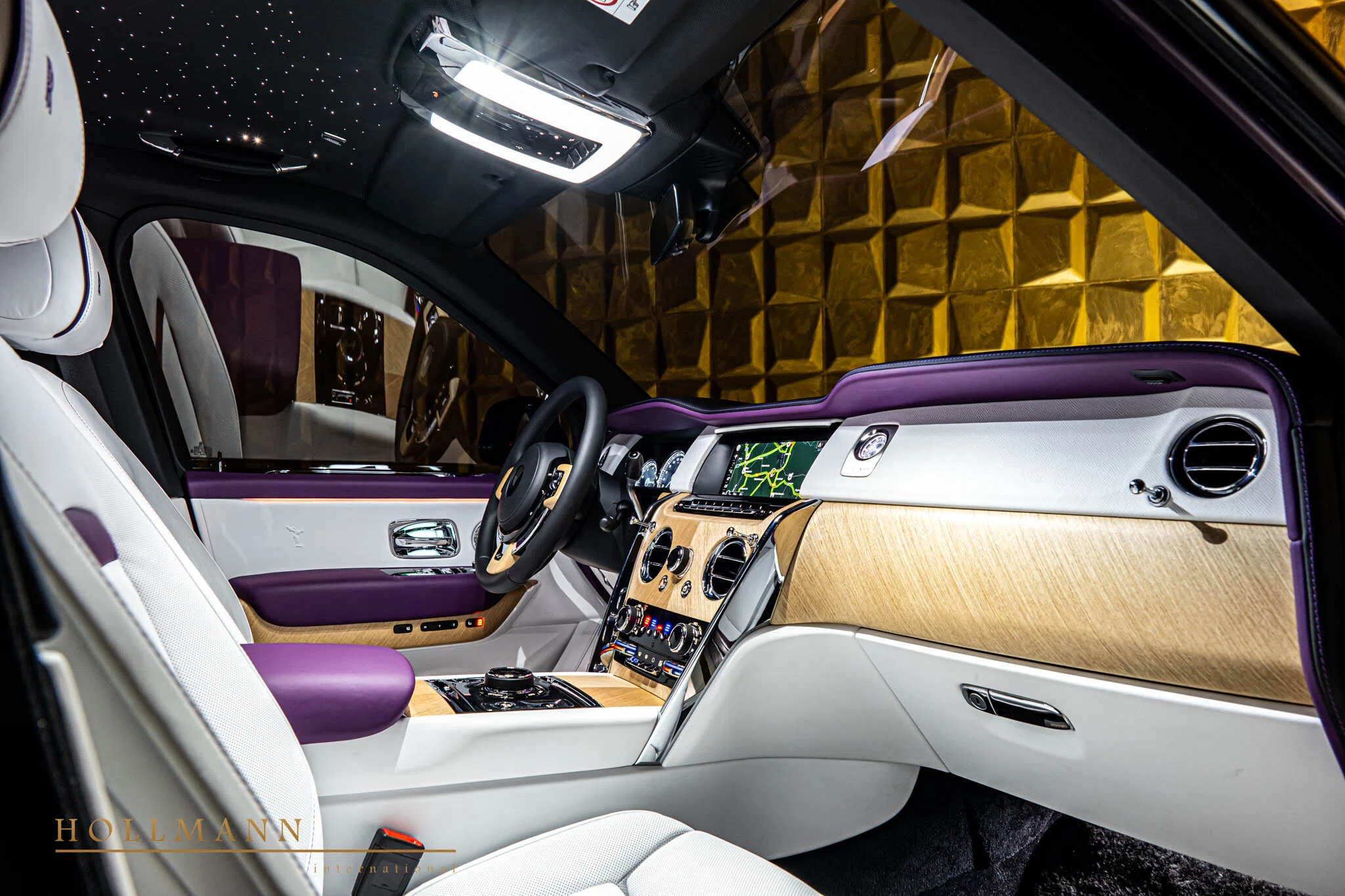 2024 Mansory Cullinan interior, Arctic White+Purple