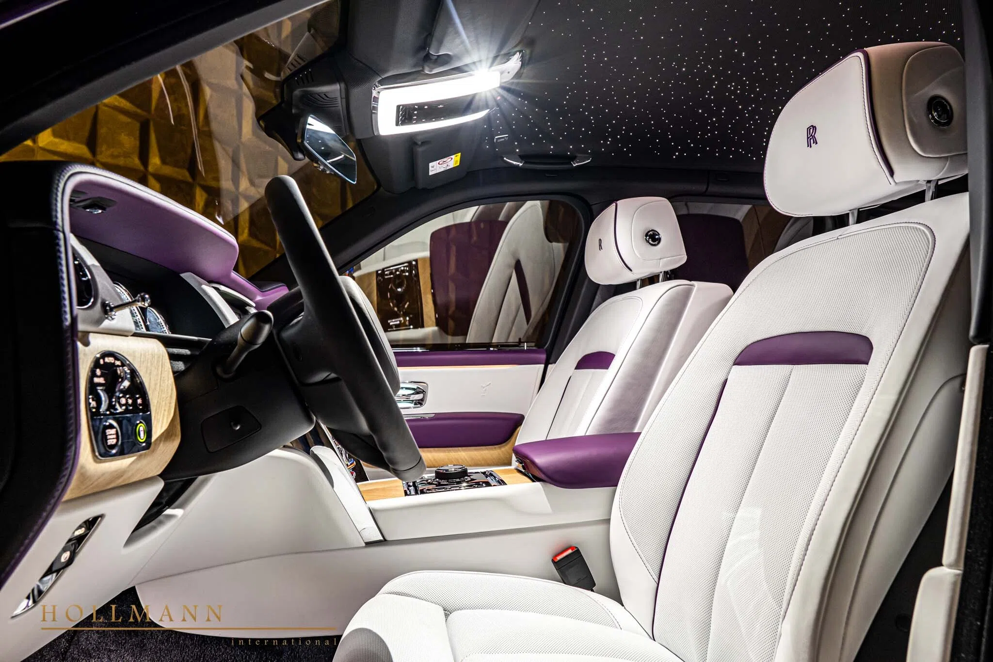 2024 Mansory Cullinan interior, seats, Arctic White+Purple