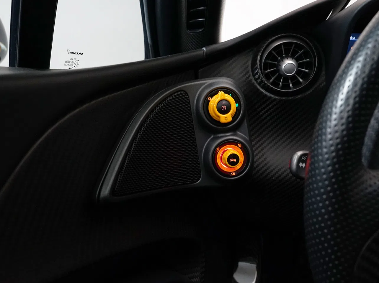2013 McLaren P1 interior, Black with Yellow inserts