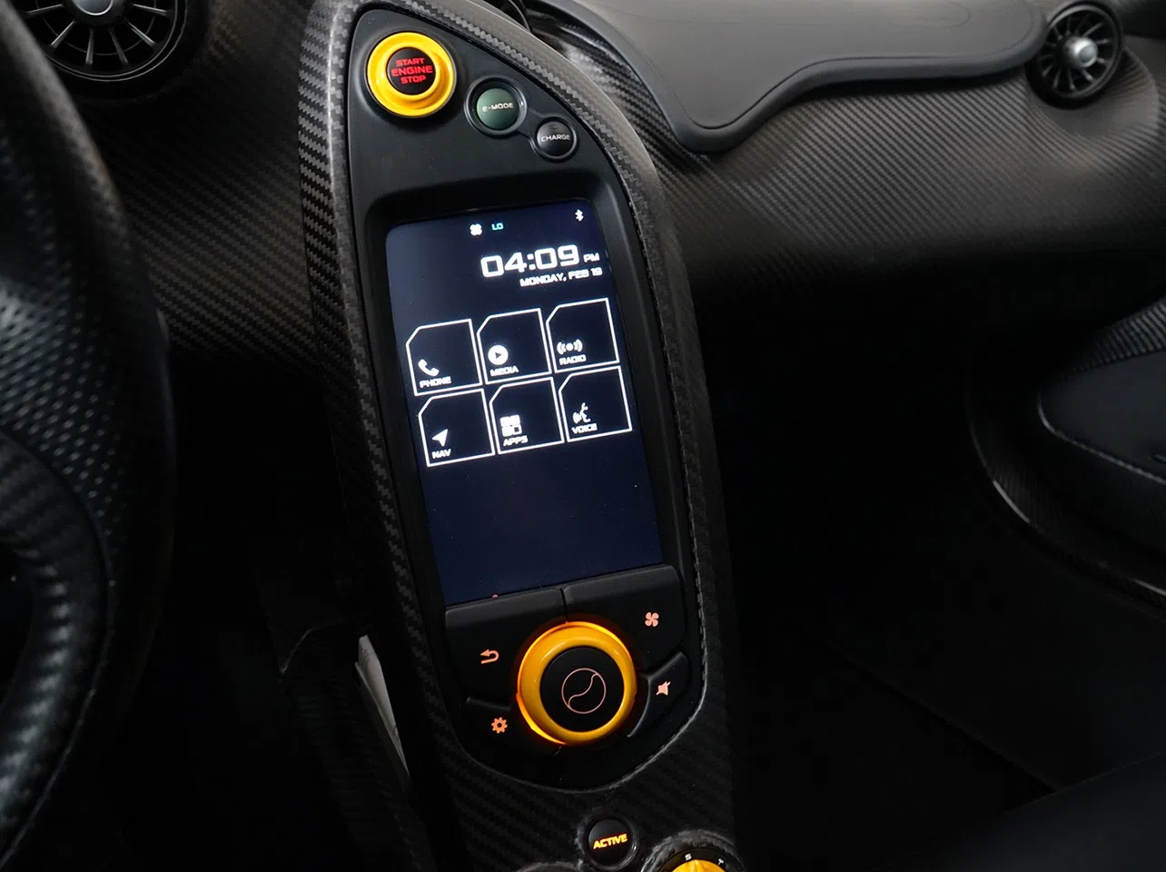 2013 McLaren P1 interior, Black with Yellow inserts