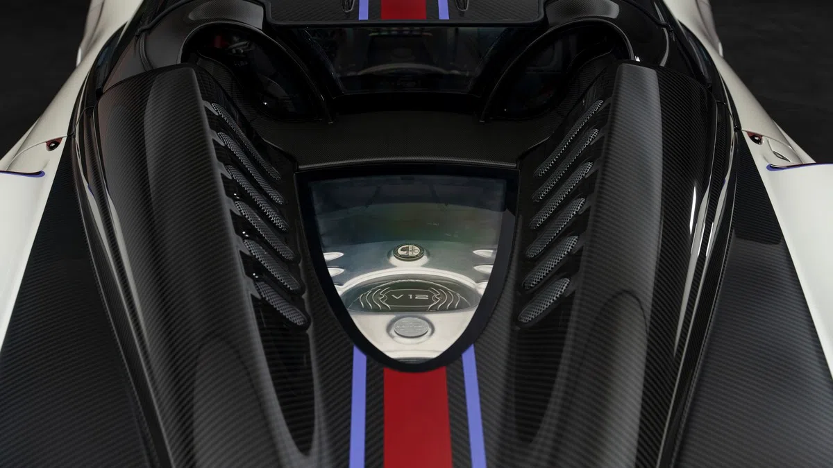 2020 Pagani Huayra Roadster BC interior, center console, Black