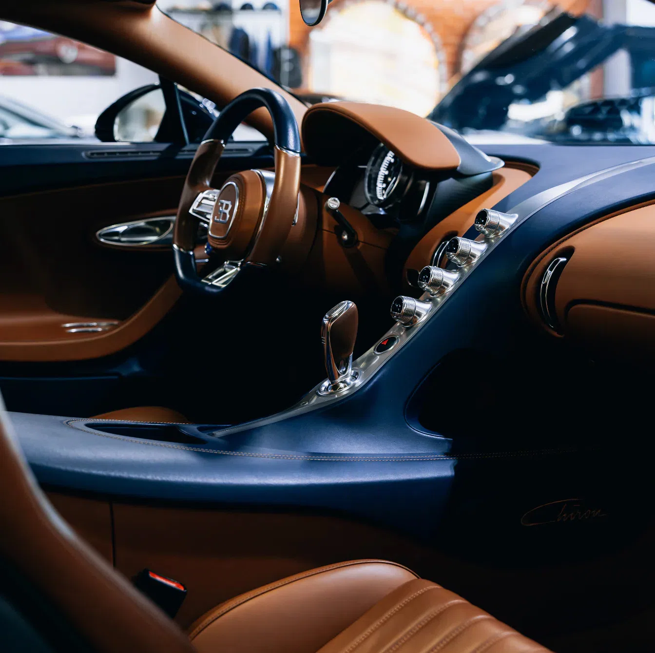 2018 Bugatti Chiron interior, Tan, Full leather