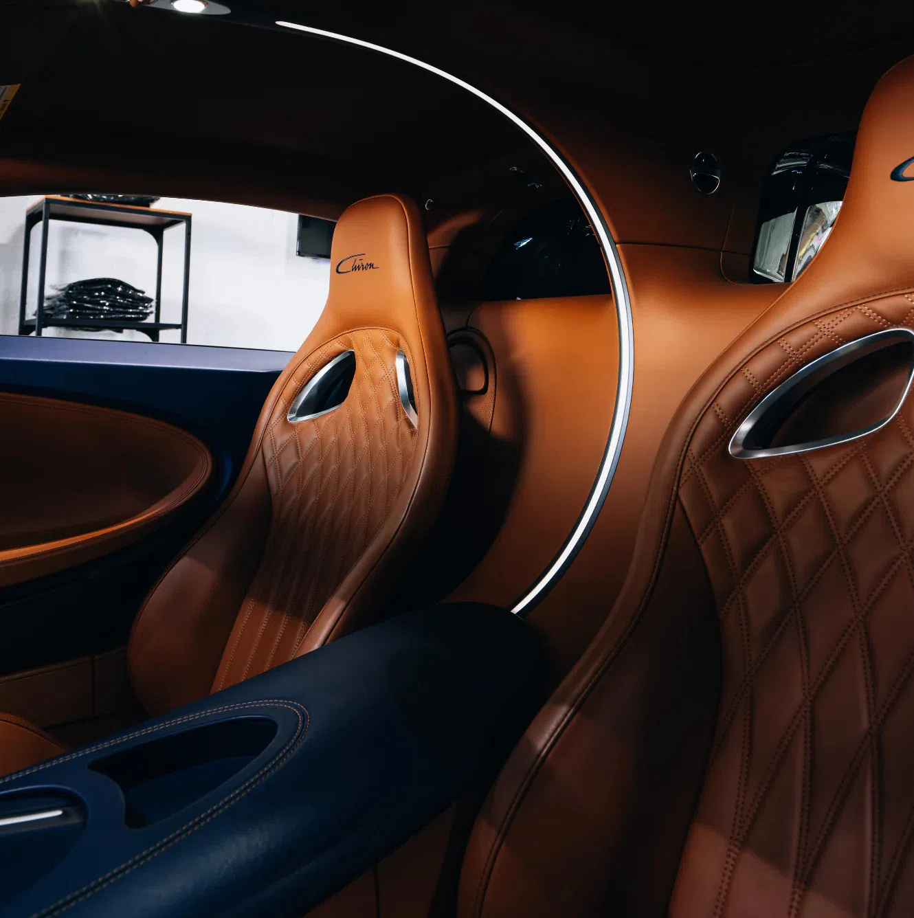 2018 Bugatti Chiron interior, seats, Tan, Full leather