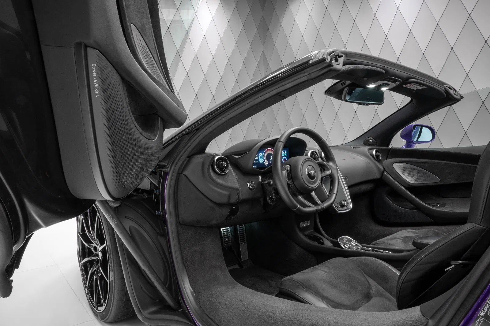 2021 McLaren 600LT Spider interior, Black Alcantara