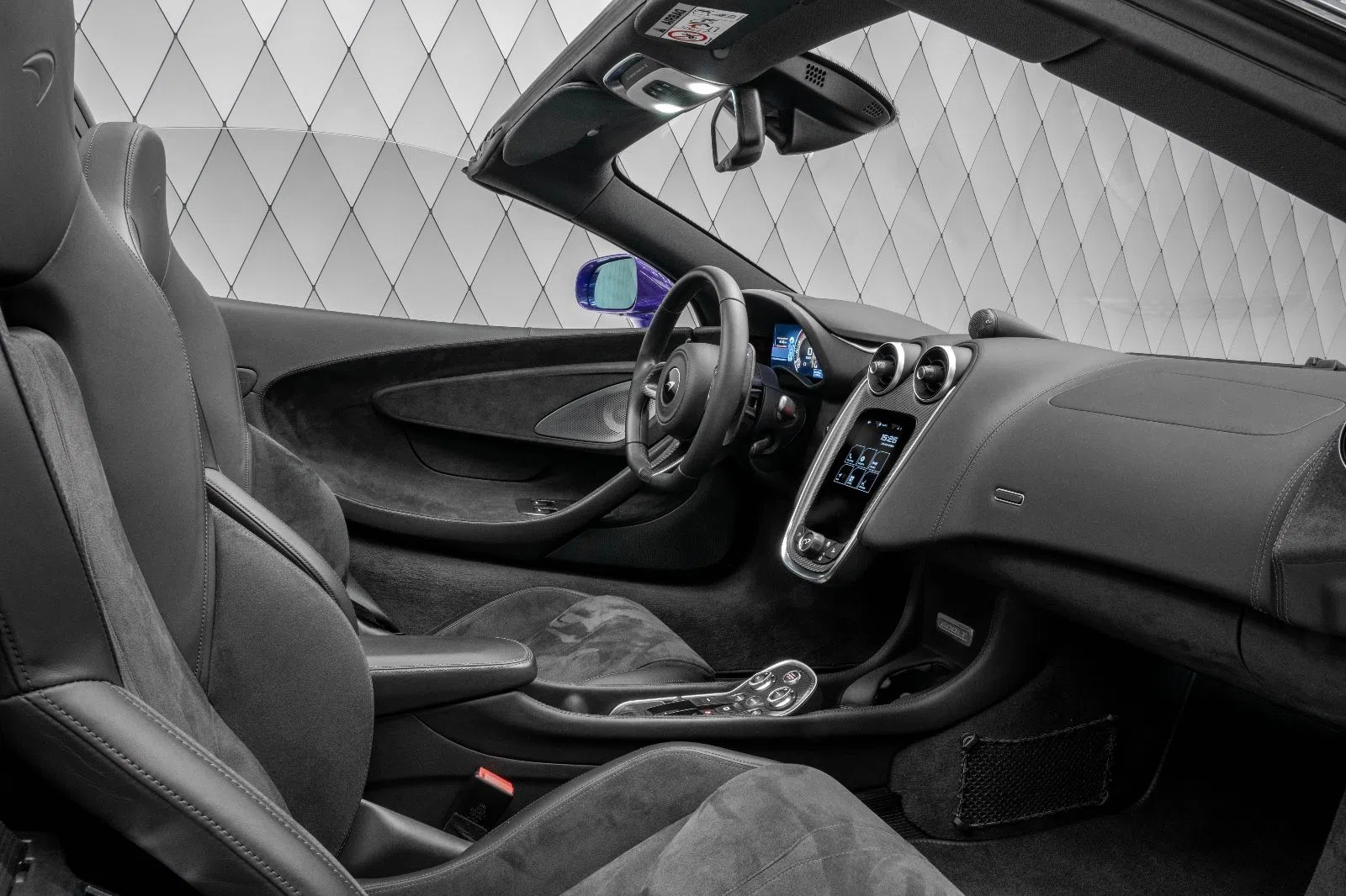 2021 McLaren 600LT Spider interior, Black Alcantara