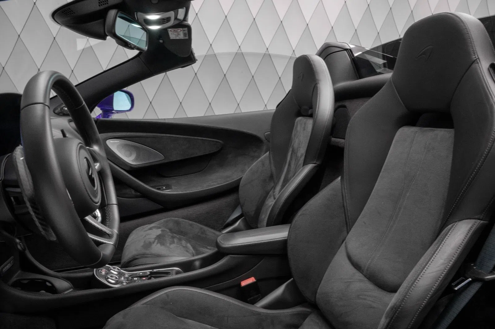 2021 McLaren 600LT Spider interior, seats, Black Alcantara