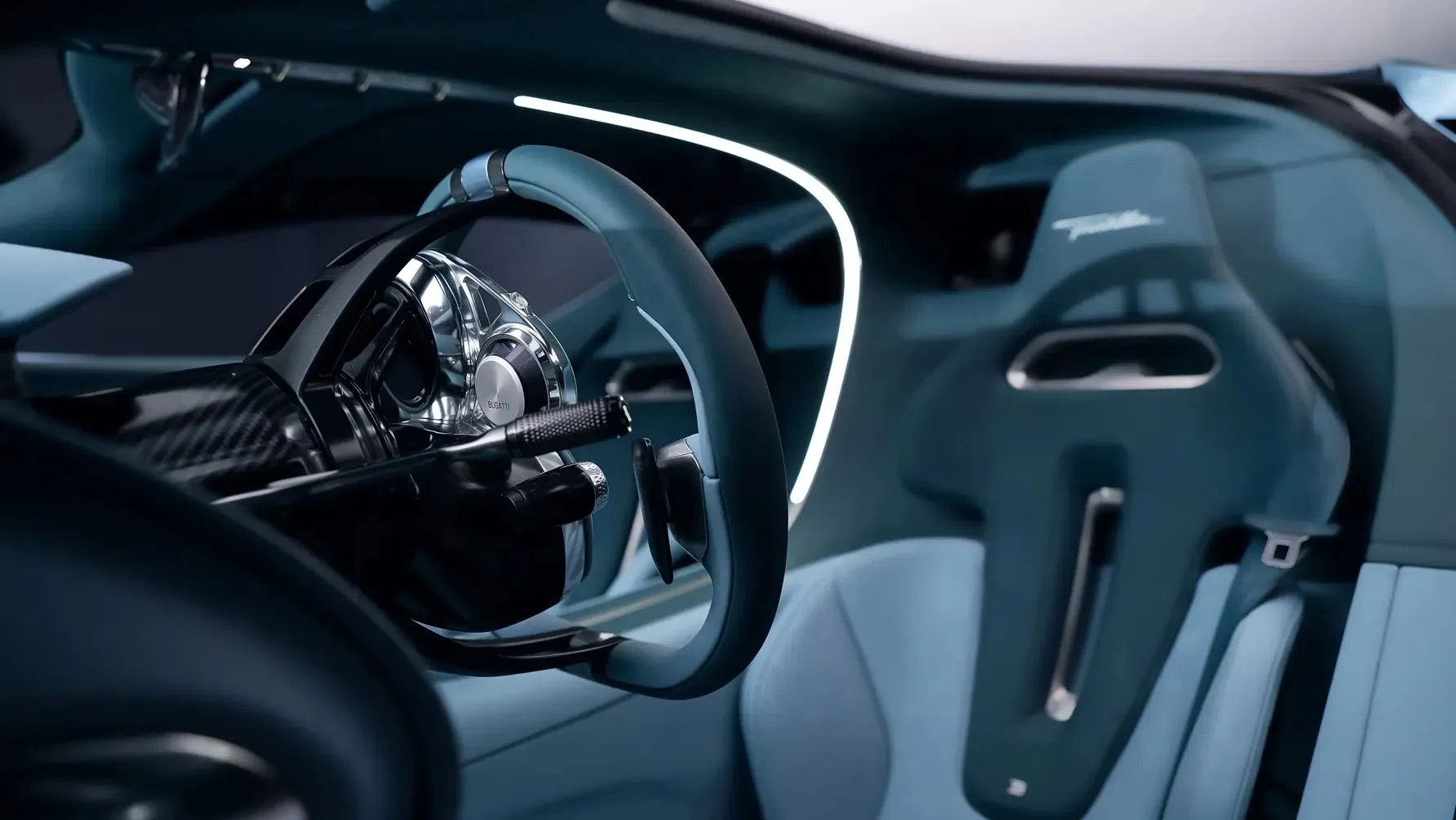 Bugatti Tourbillon interior, steering wheel