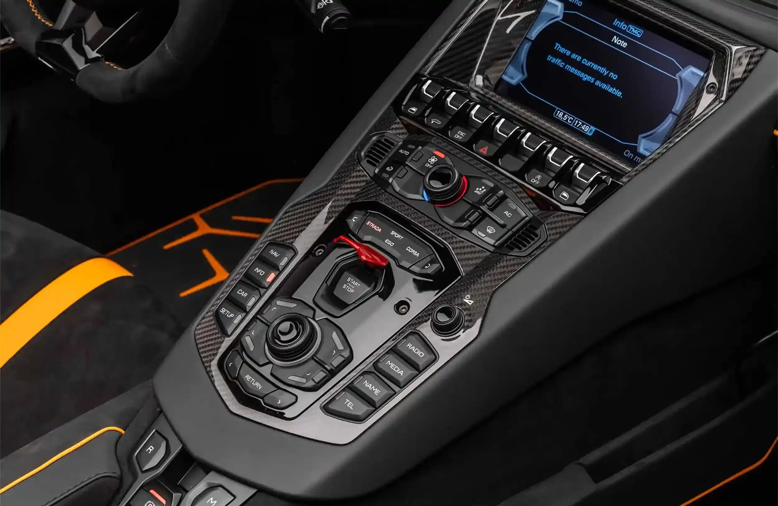 2021 Lamborghini Aventador SVJ Roadster interior, center console