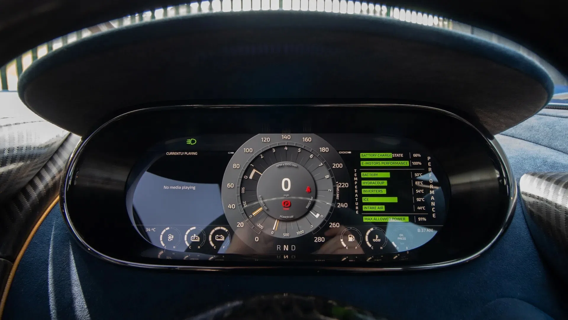 2020 Koenigsegg Regera interior, Dark Blue Alcantara