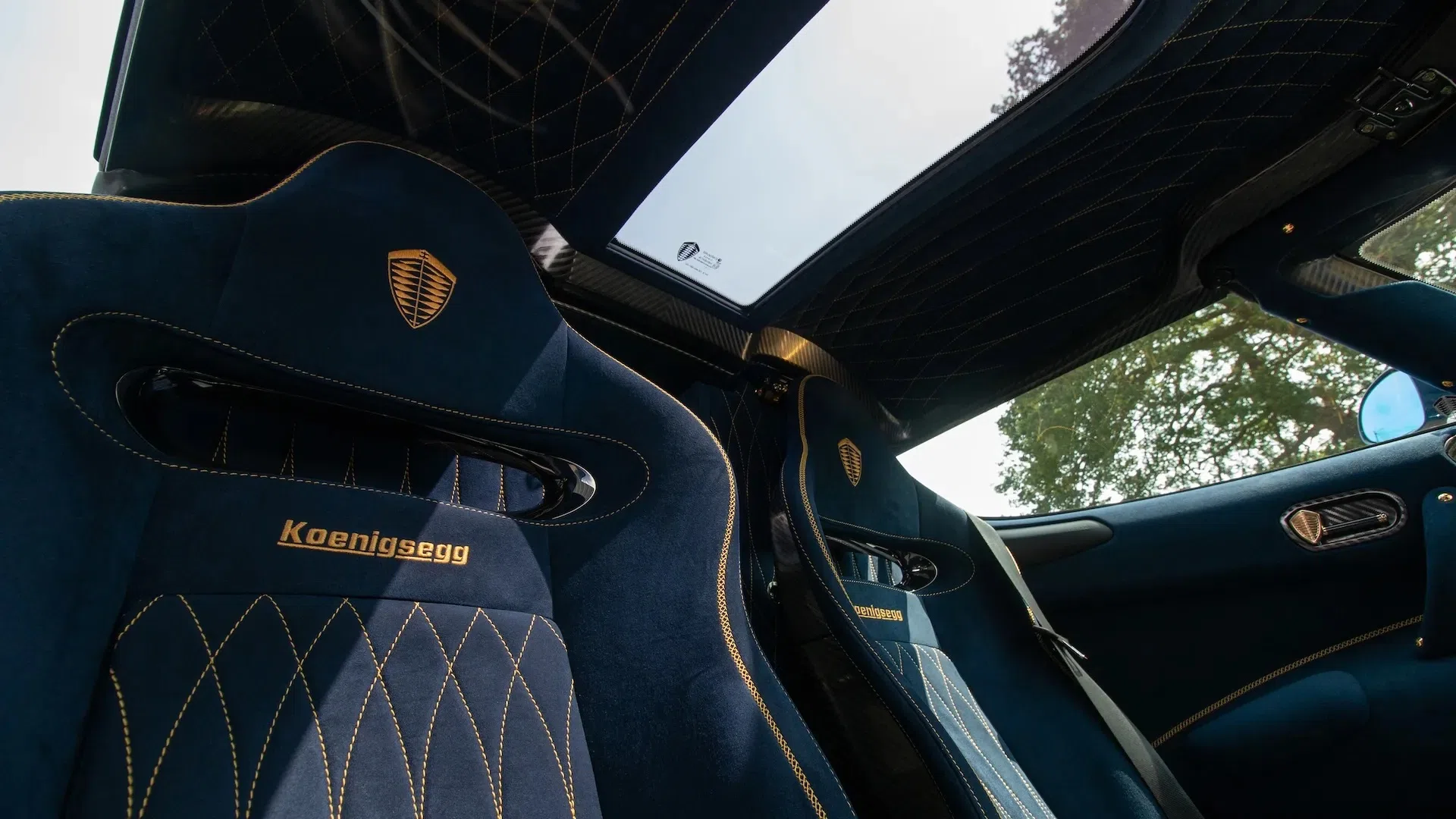 2020 Koenigsegg Regera interior, Dark Blue Alcantara
