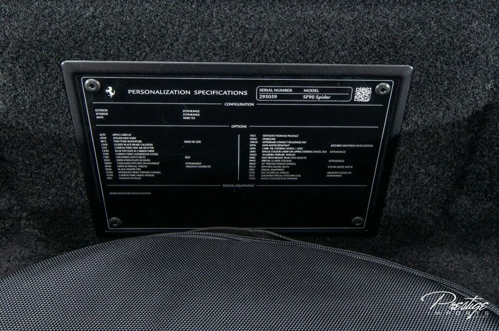 2023 Ferrari SF90 Spider Atelier Assetto Fiorano interior, Azzurro Santorini