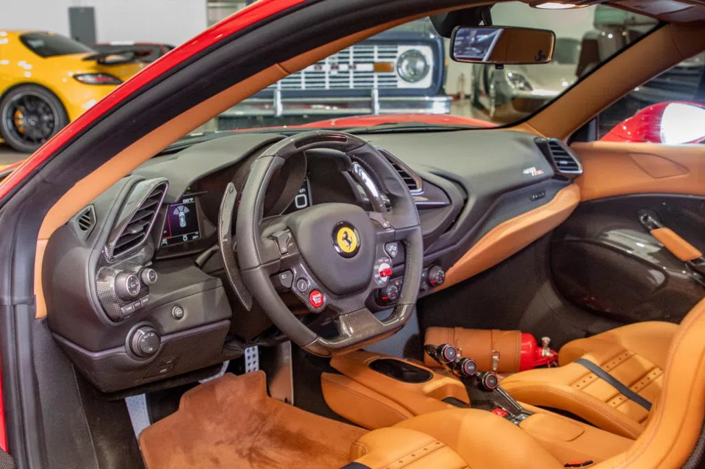 2019 Ferrari 488 Pista interior, dashboard, Black