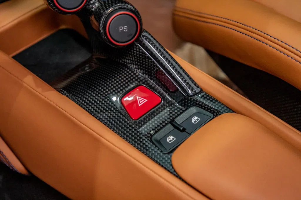 2019 Ferrari 488 Pista interior, center console, Black