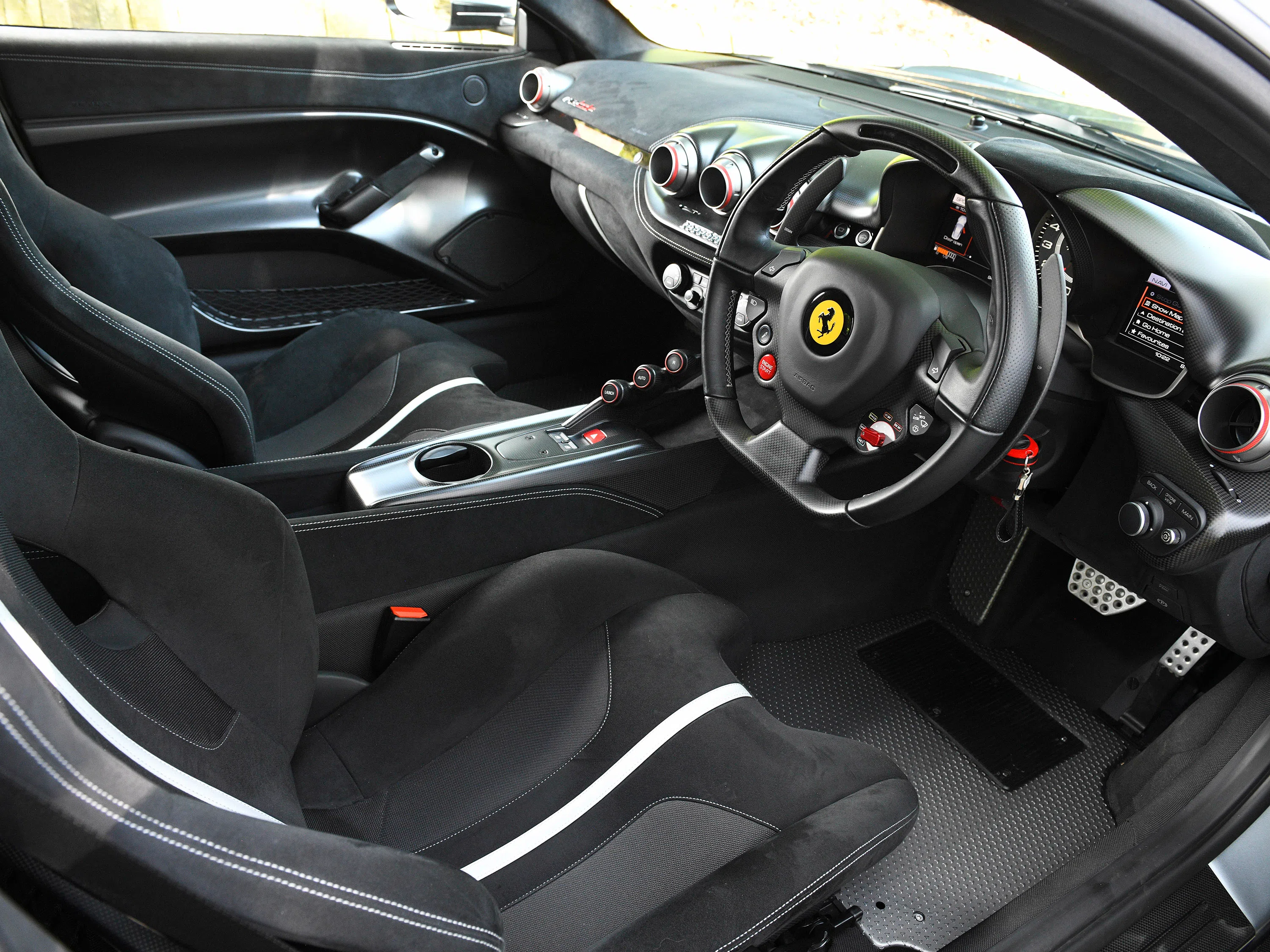 2017 Ferrari F12tdf interior, Nero Alcantara