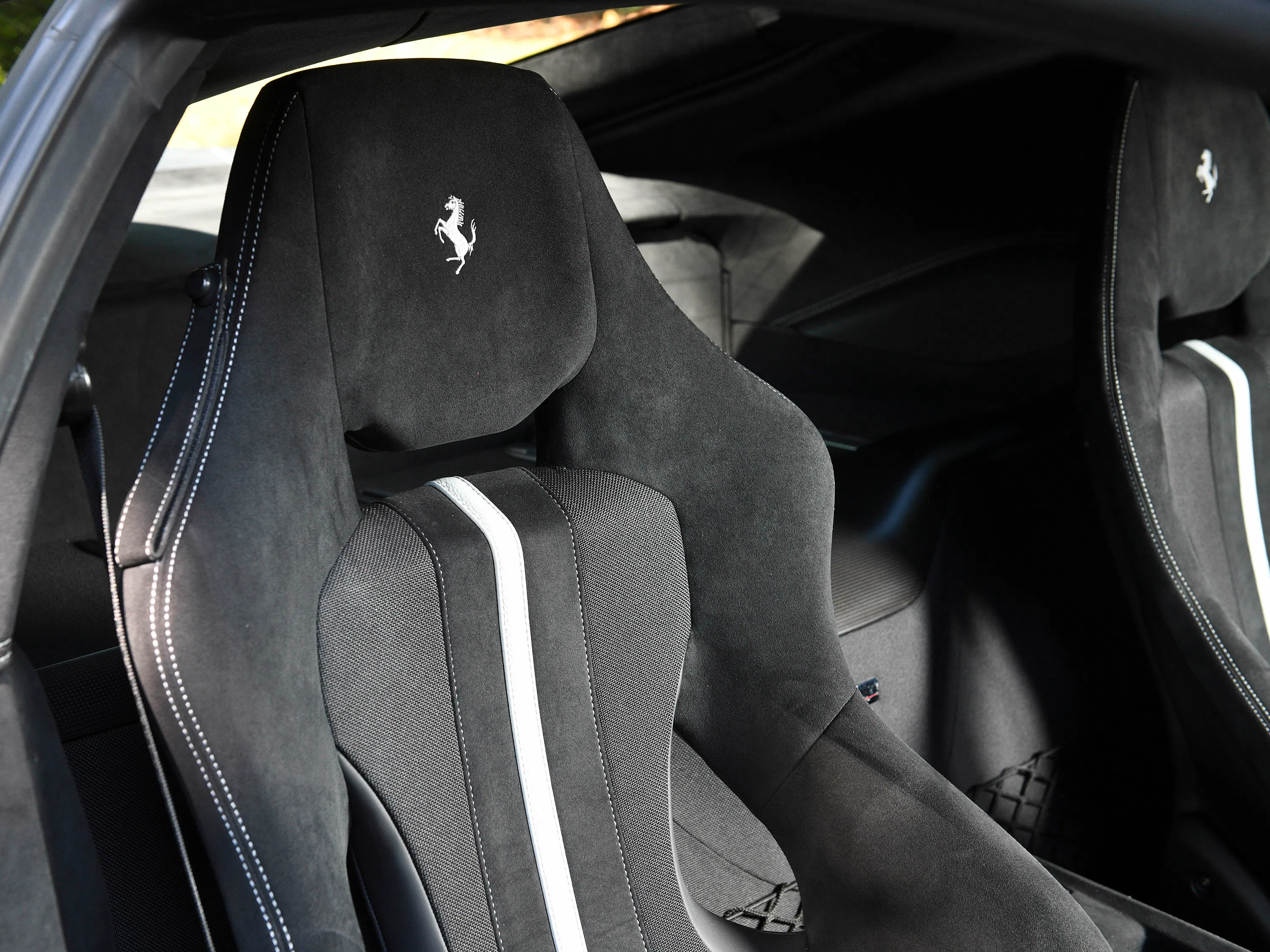 2017 Ferrari F12tdf interior, seats, Nero Alcantara