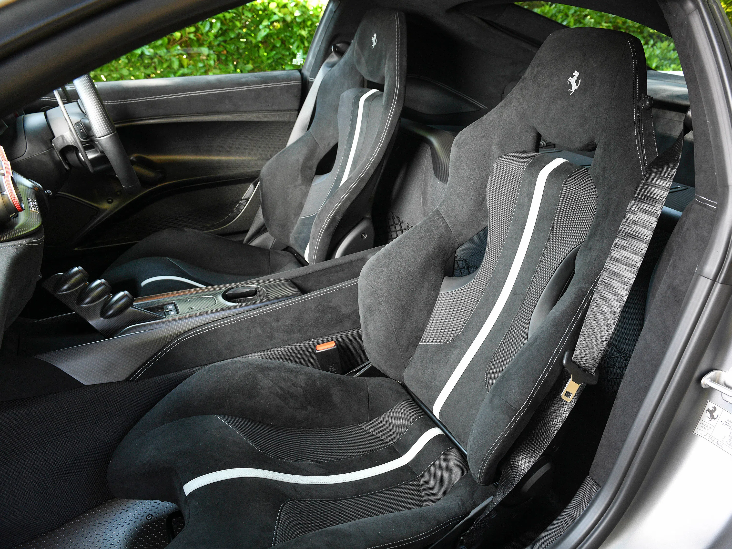2017 Ferrari F12tdf interior, seats, Nero Alcantara