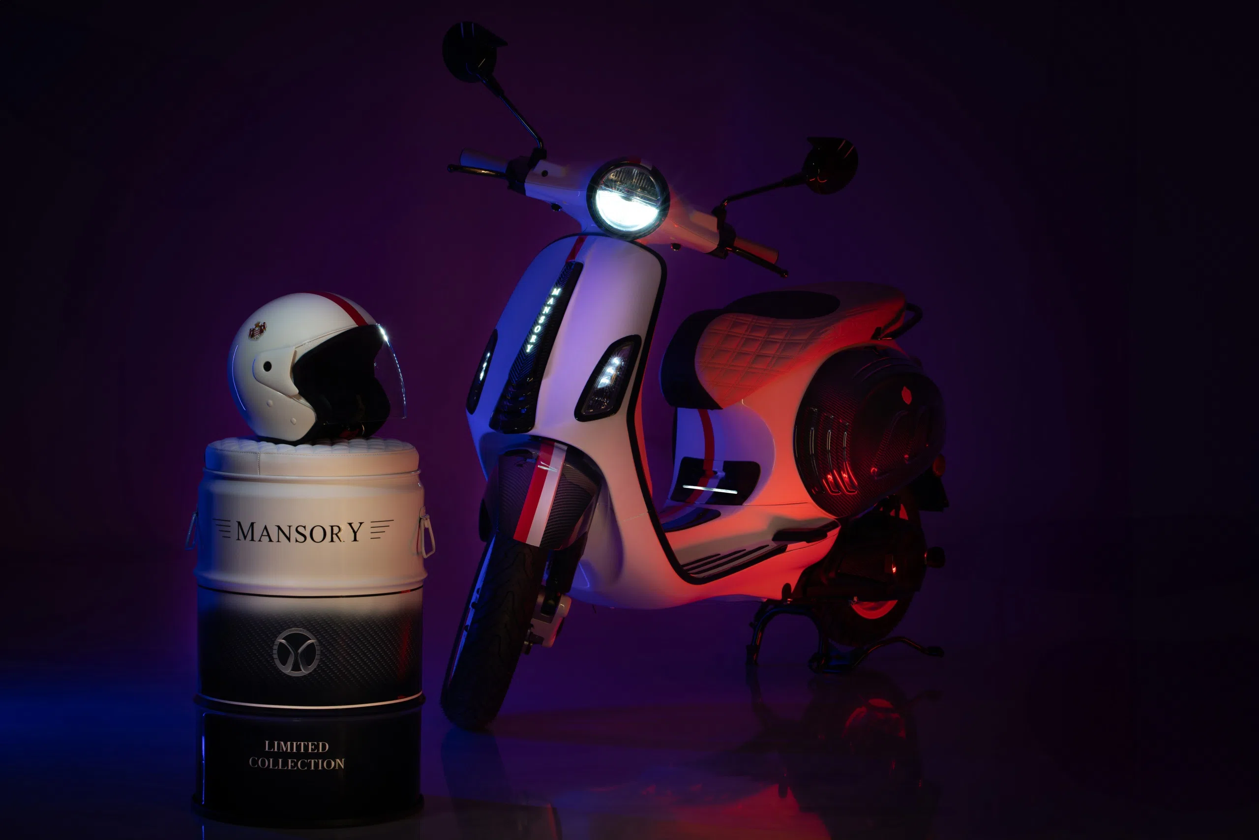 2024 MANSORY Vespa Monaco Edition for sale, exterior, National colors of Monaco