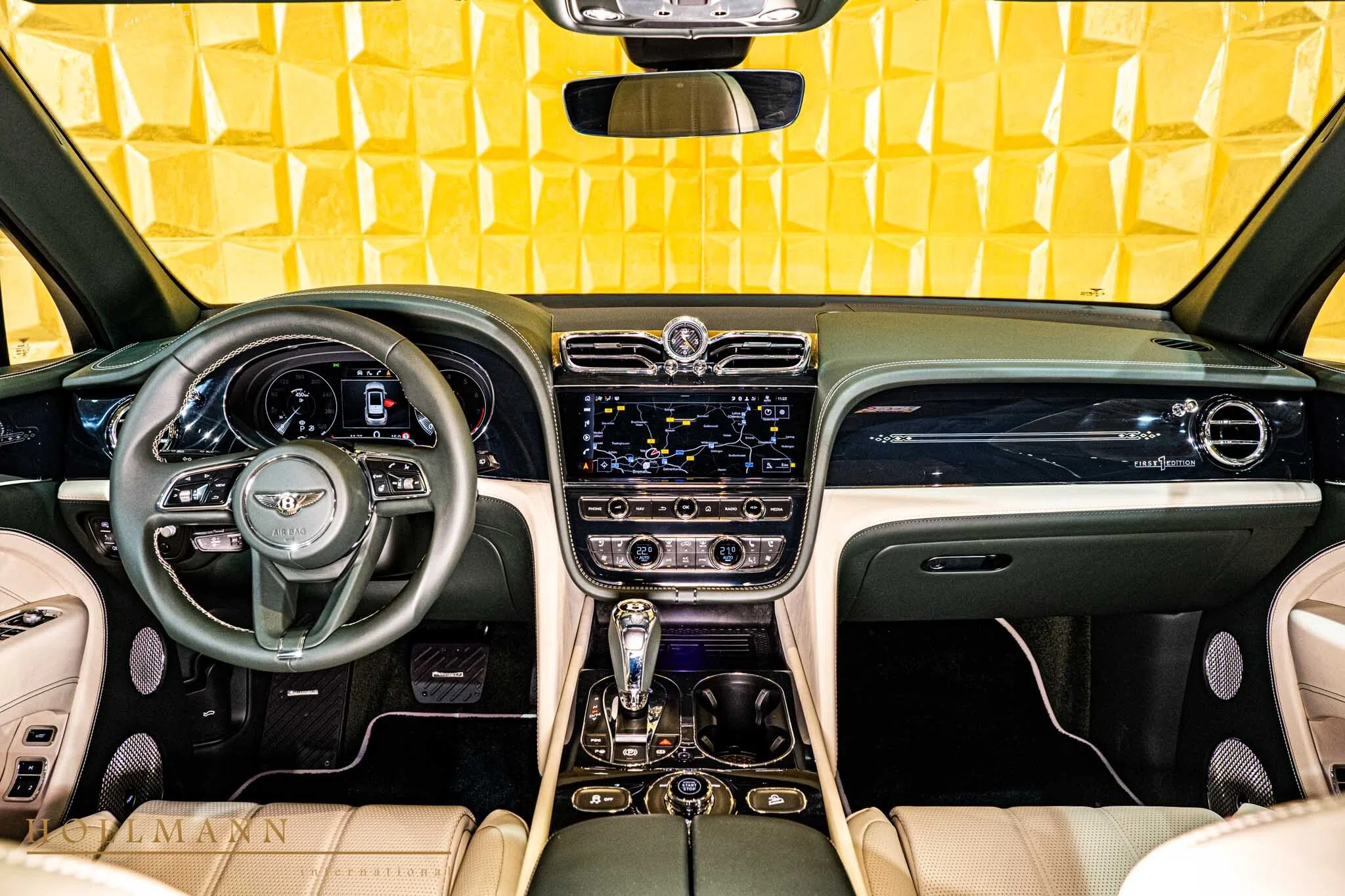 2024 Mansory Bentayga EWB interior, dashboard, Linen & Cumbrian Green