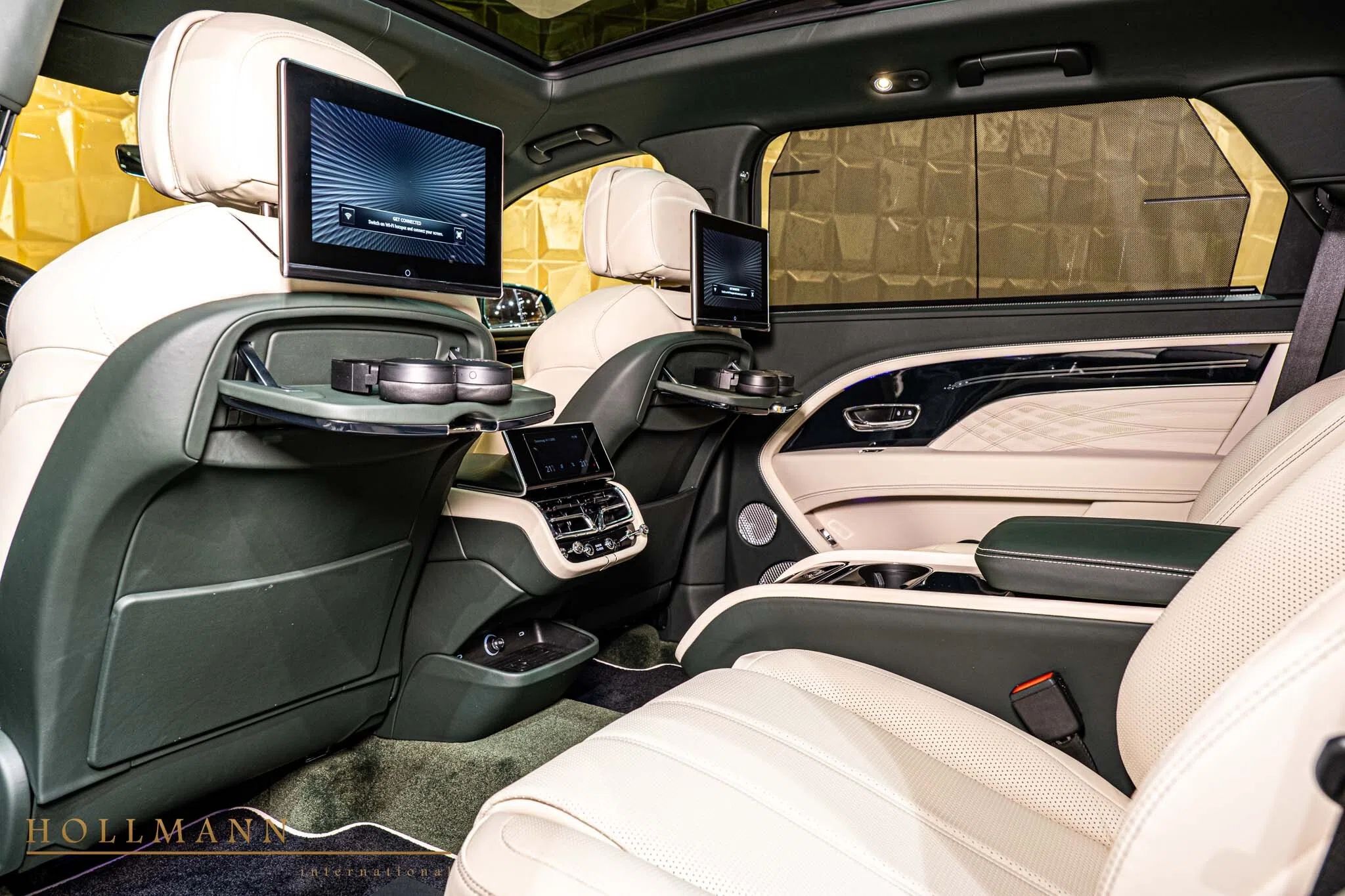 2024 Mansory Bentayga EWB interior, seats, Linen & Cumbrian Green
