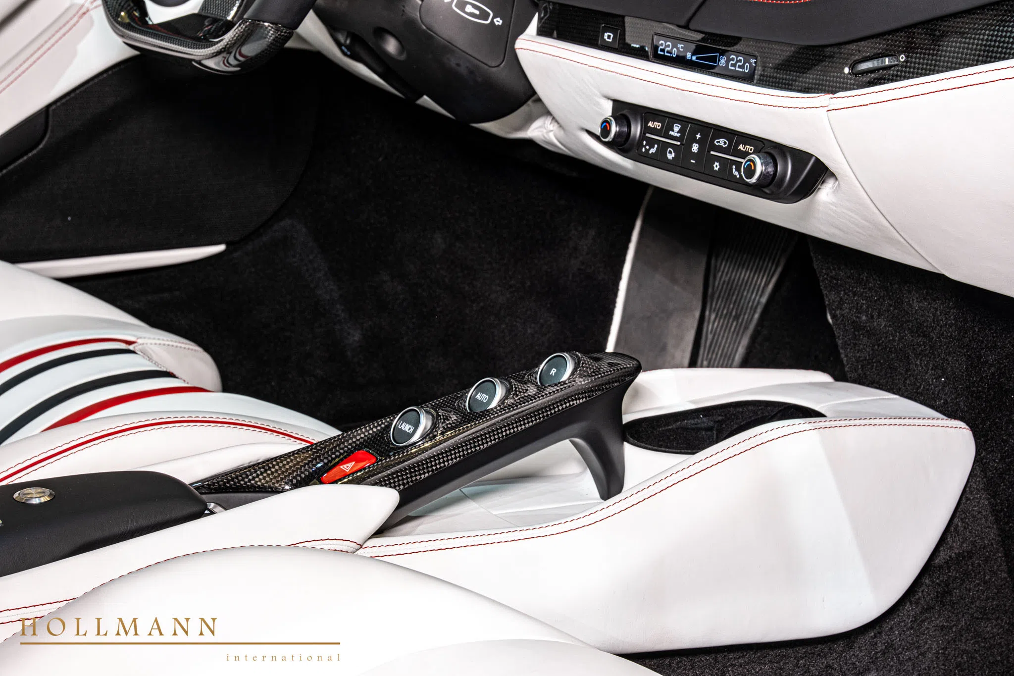 2024 Ferrari F8 Tributo by Novitec N-Largo interior, center console, Customized White and Black