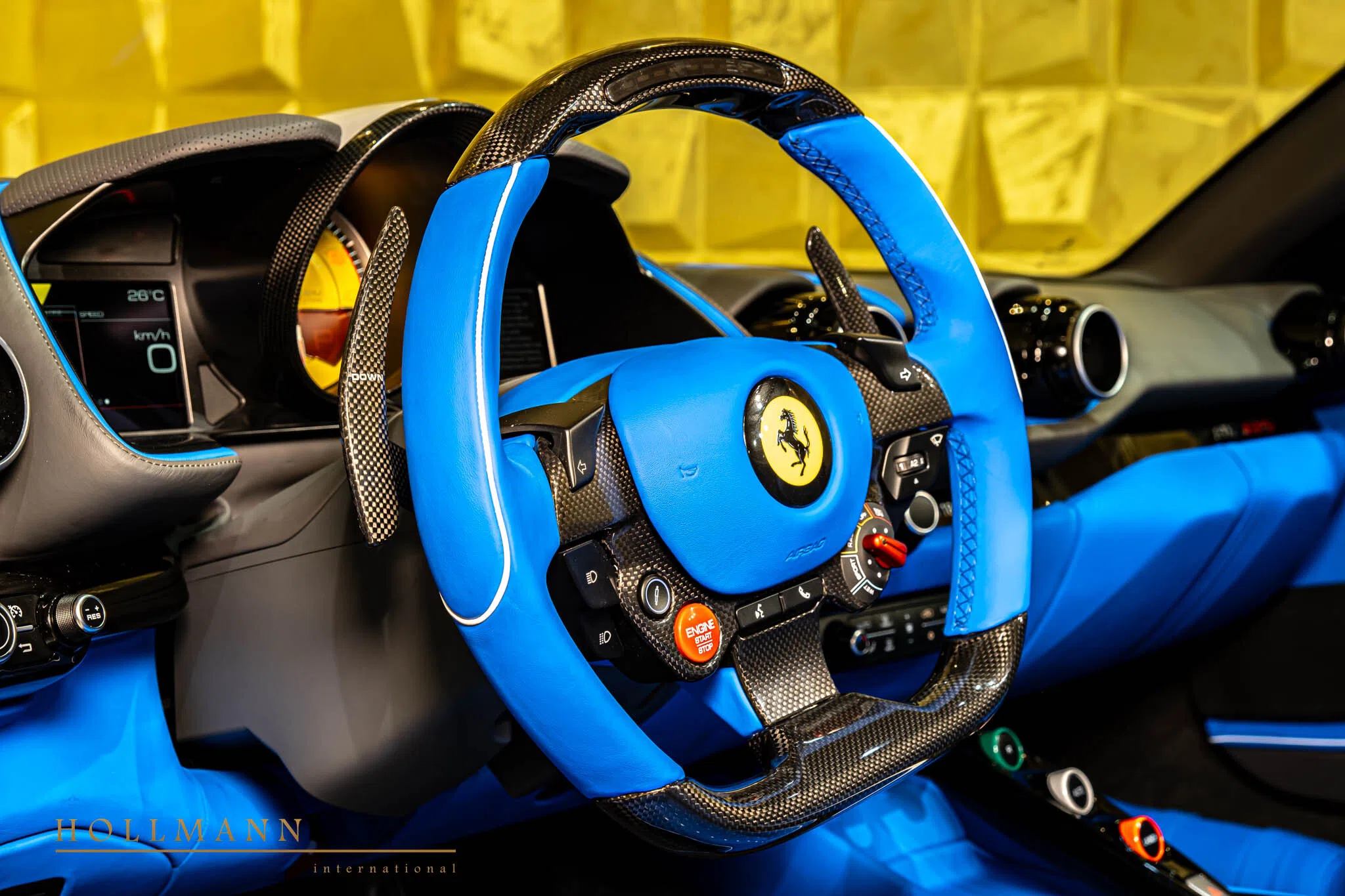 2024 Ferrari 812 GTS N-Largo S by NOVITEC interior, steering wheel, NOVITEC Blue Amon